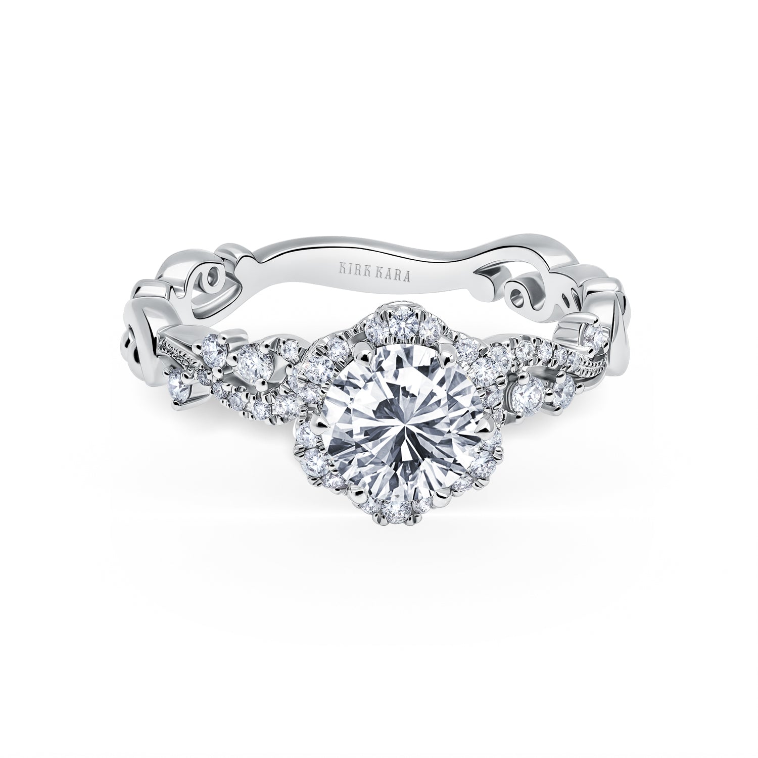 Artisan Crown Halo Diamond Engagement Ring