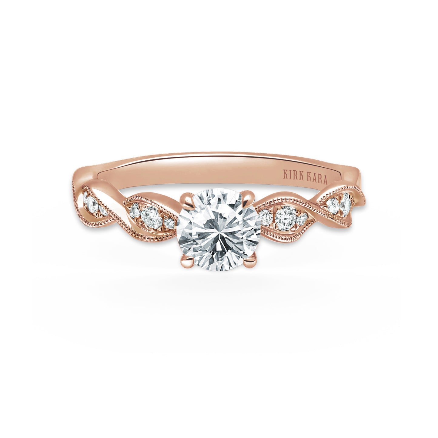 Twist Milgrain Pavé Diamond Engagement Ring
