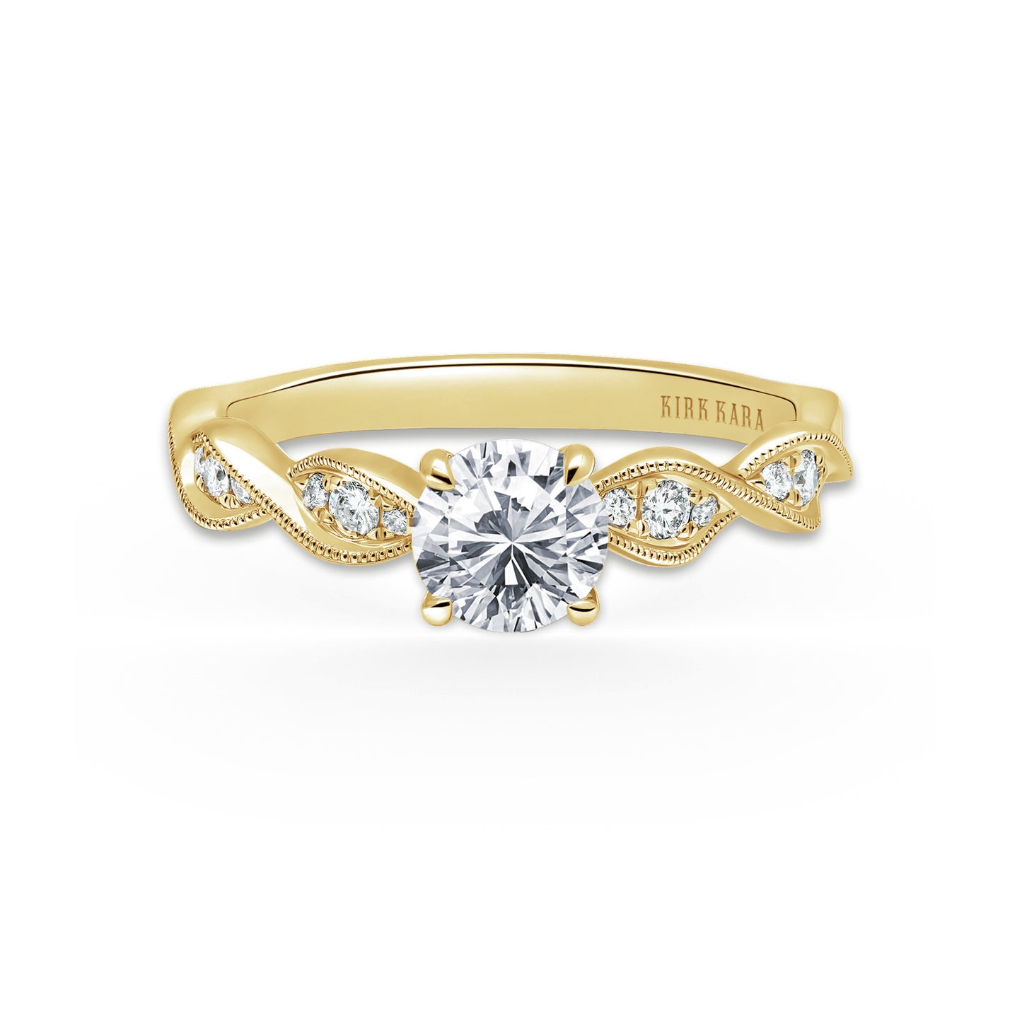 Twist Milgrain Pavé Diamond Engagement Ring