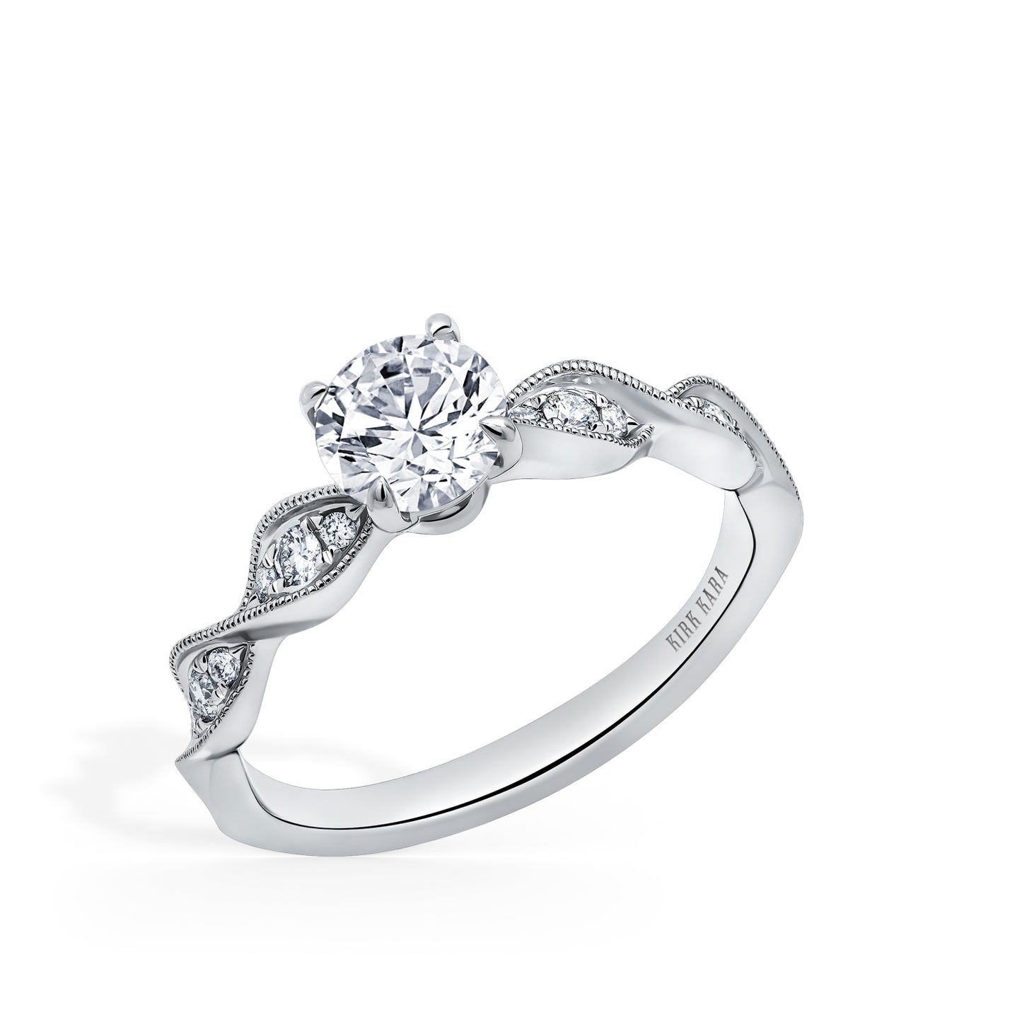 Twist Milgrain Pavé Diamond Engagement Ring