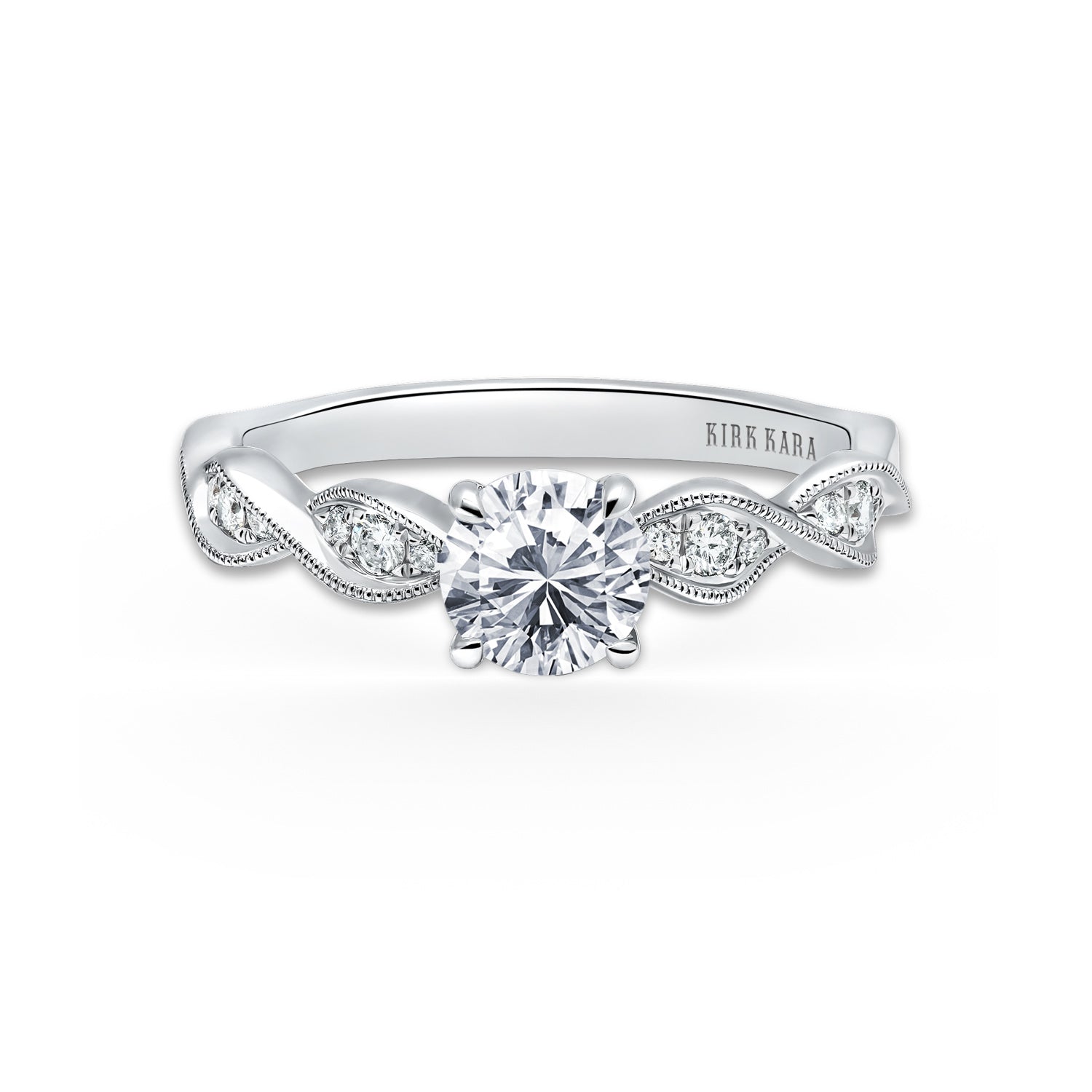 Twist Milgrain Pavé Diamond Engagement Ring