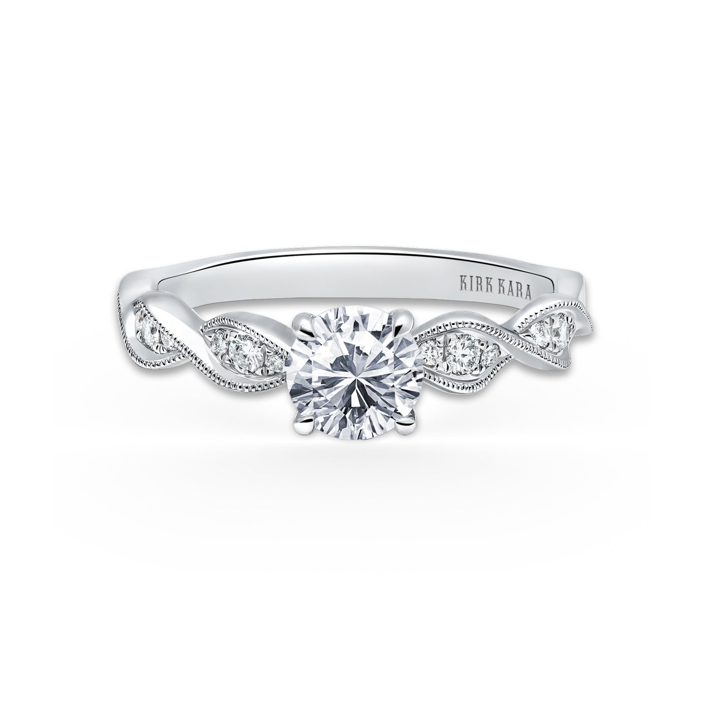 Twist Milgrain Pavé Diamond Engagement Ring