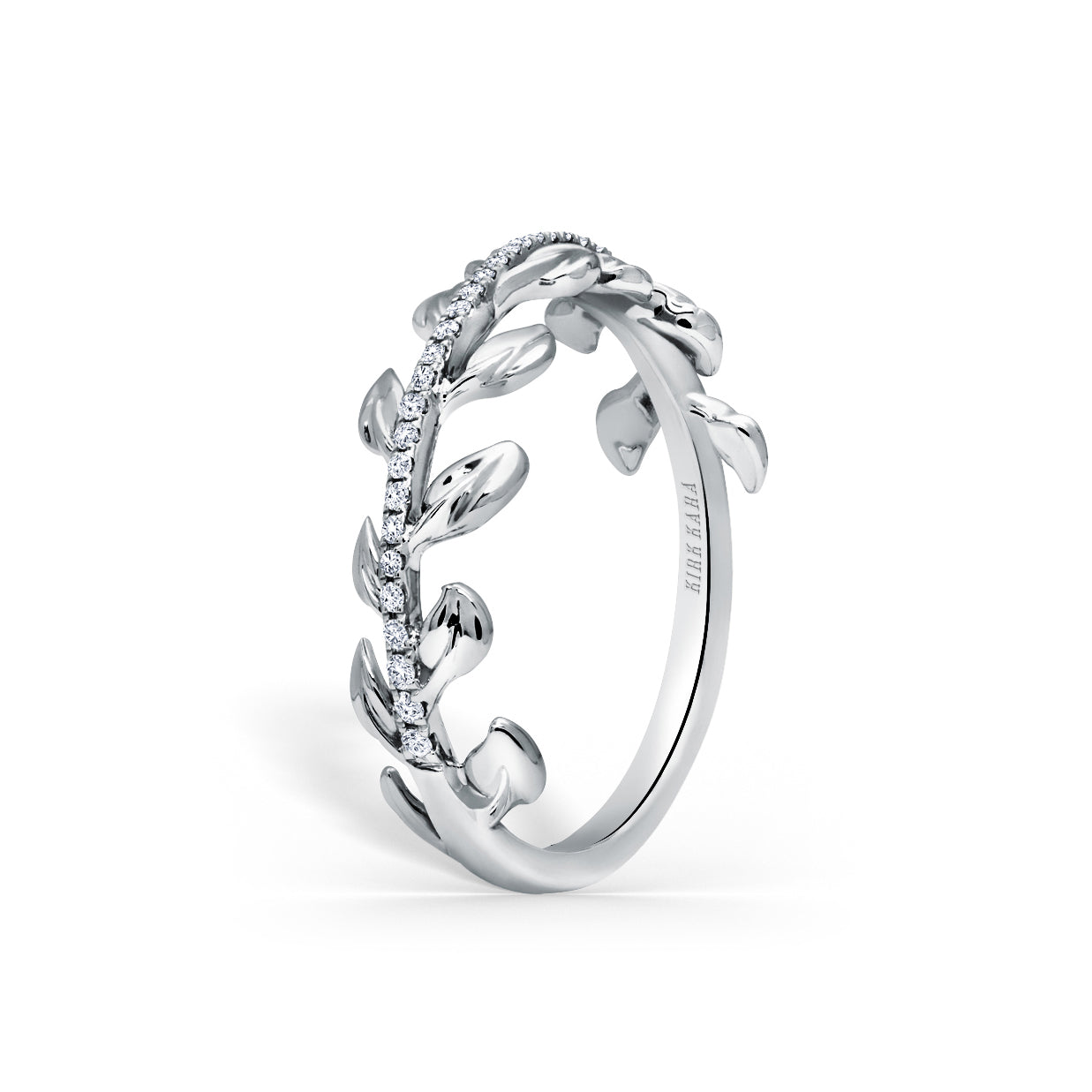 Leaf Design Diamond Wedding Band