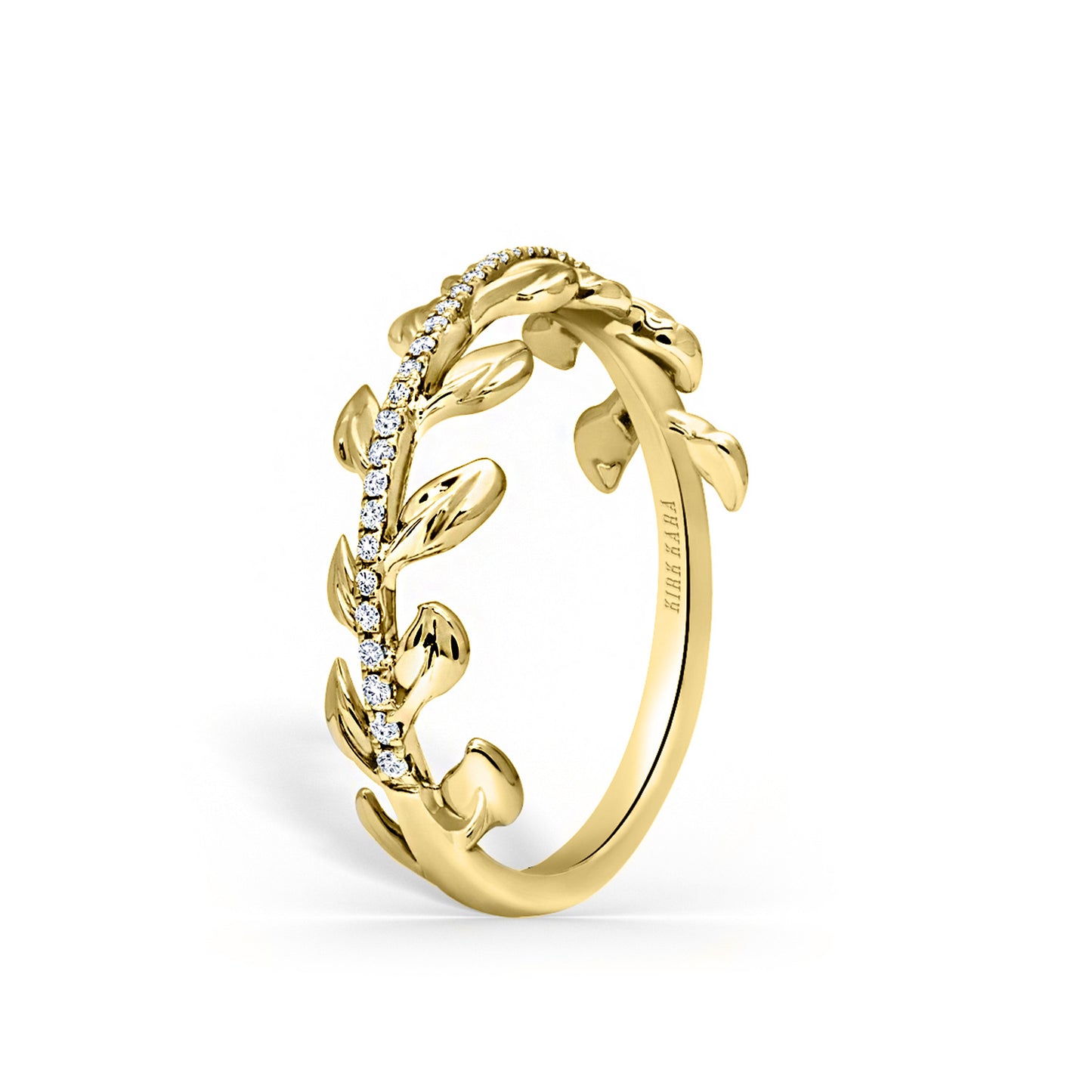 Leaf Design Diamond Wedding Band