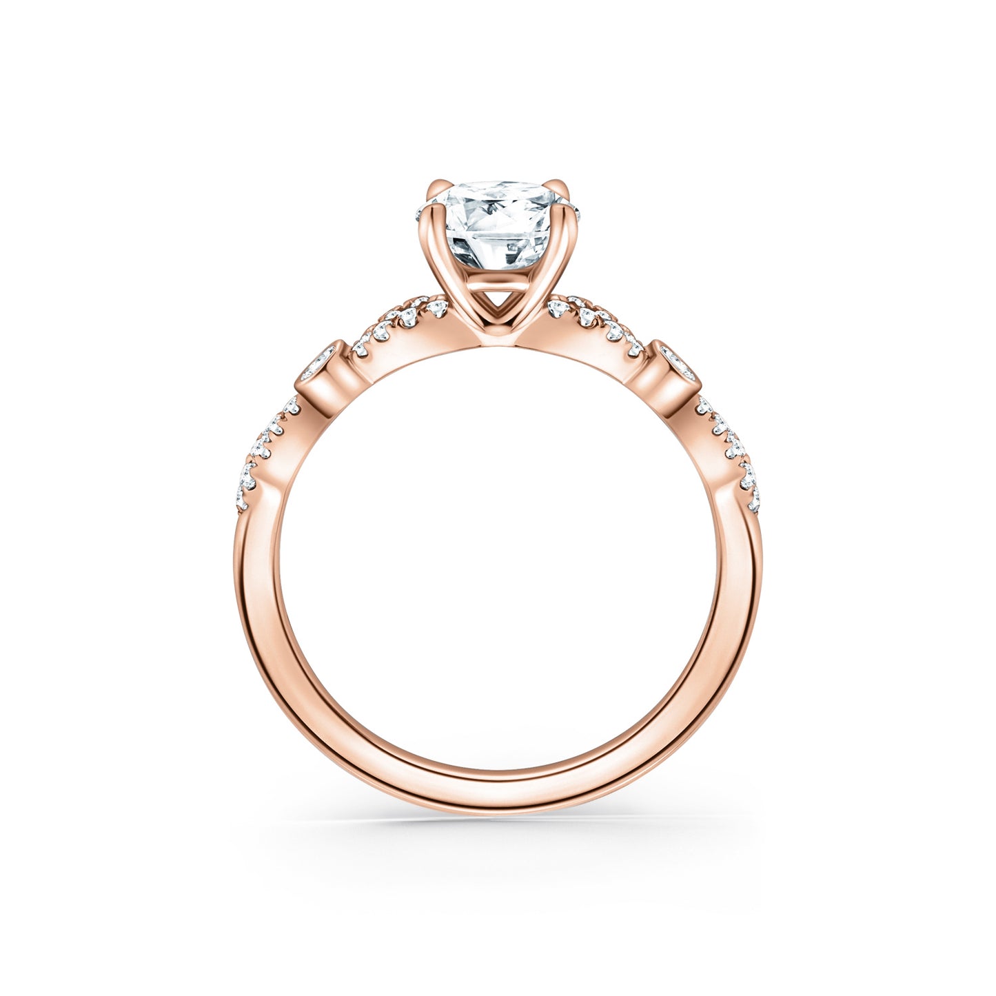 Deco Bezel Accent Diamond Engagement Ring
