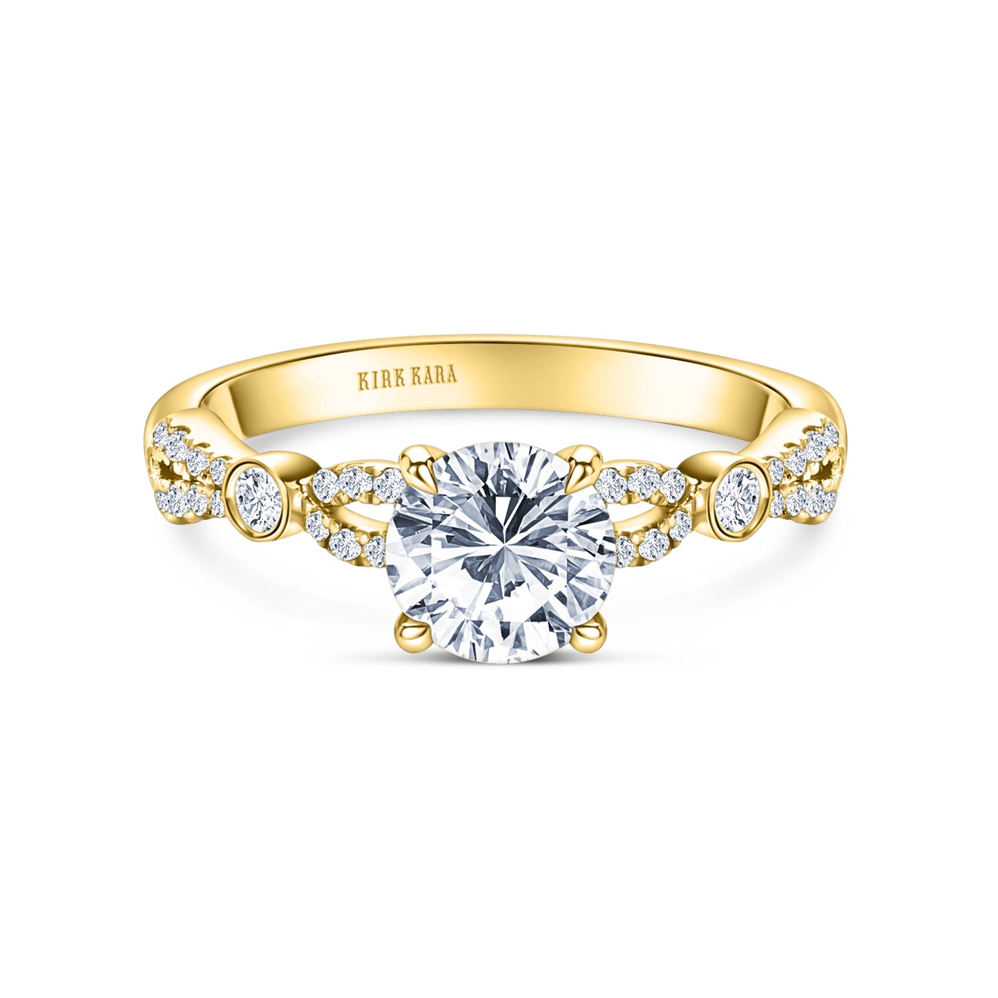 Deco Bezel Accent Diamond Engagement Ring
