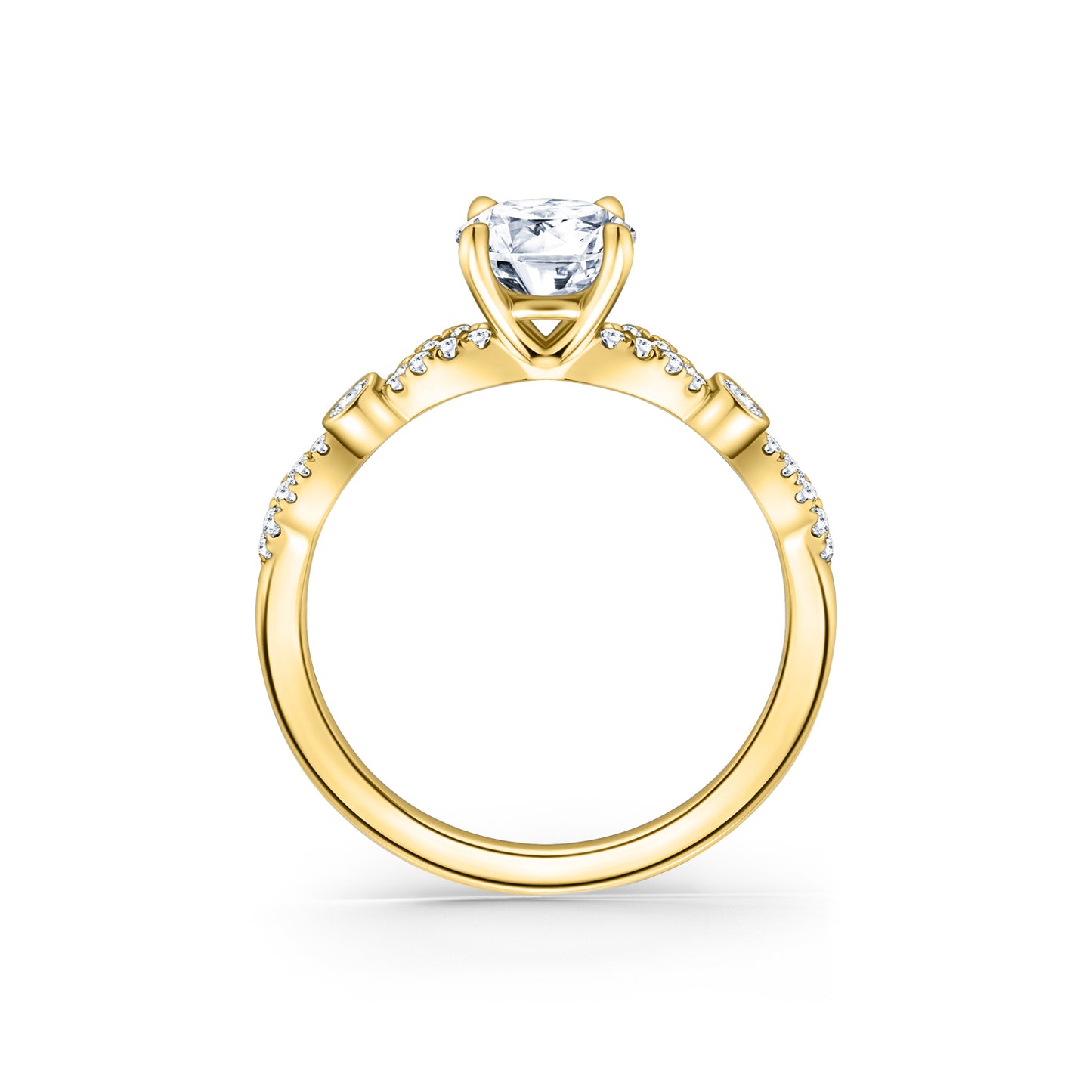 Deco Bezel Accent Diamond Engagement Ring
