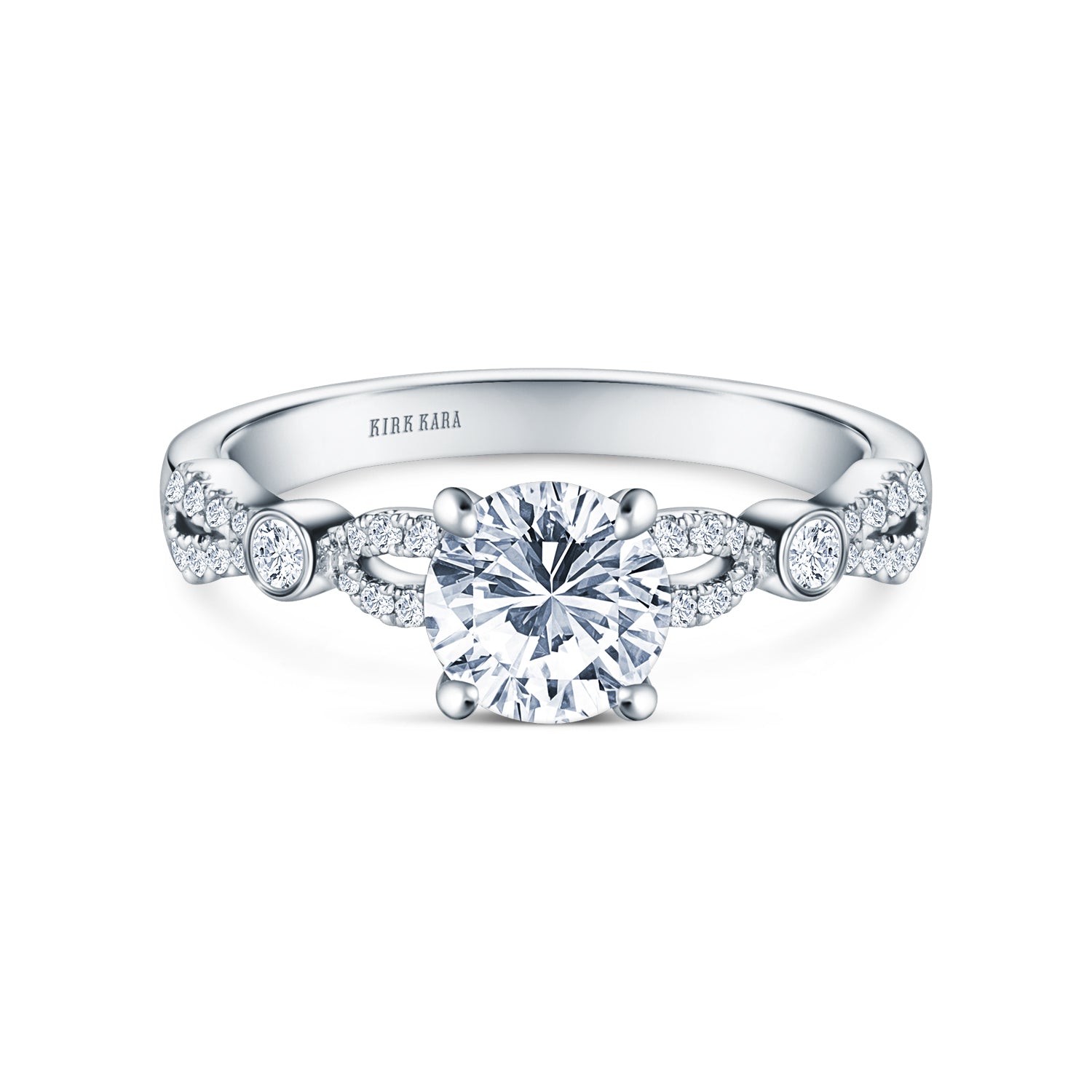 Deco Bezel Accent Diamond Engagement Ring