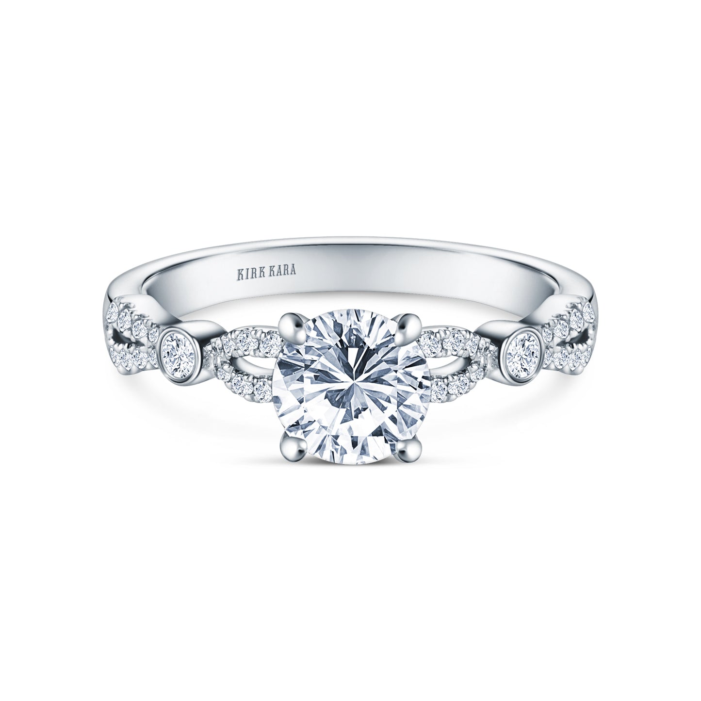 Deco Bezel Accent Diamond Engagement Ring