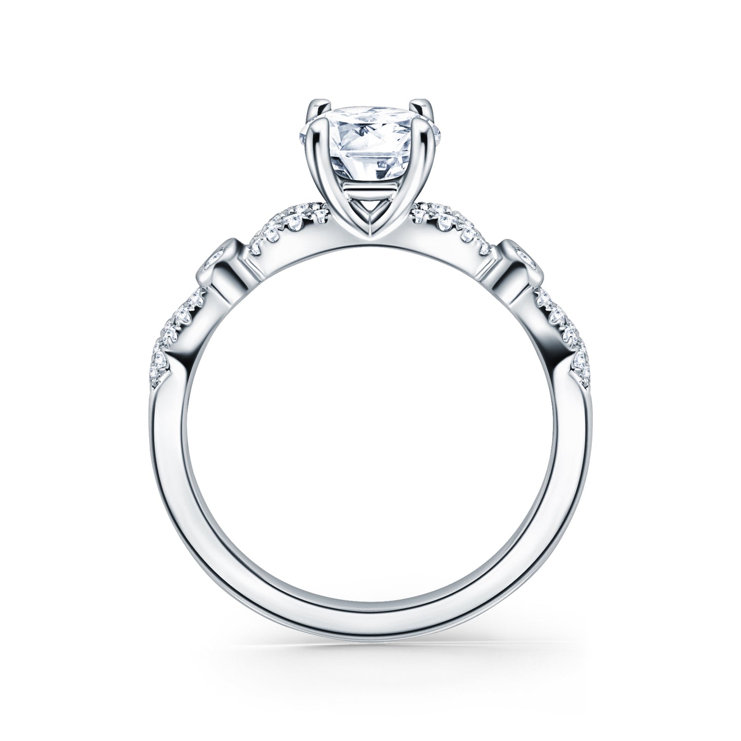 Deco Bezel Accent Diamond Engagement Ring