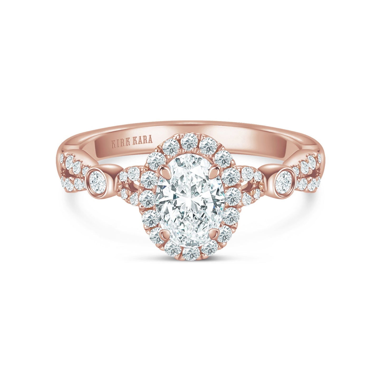 Deco Bezel Accent Floating Halo Diamond Engagement Ring
