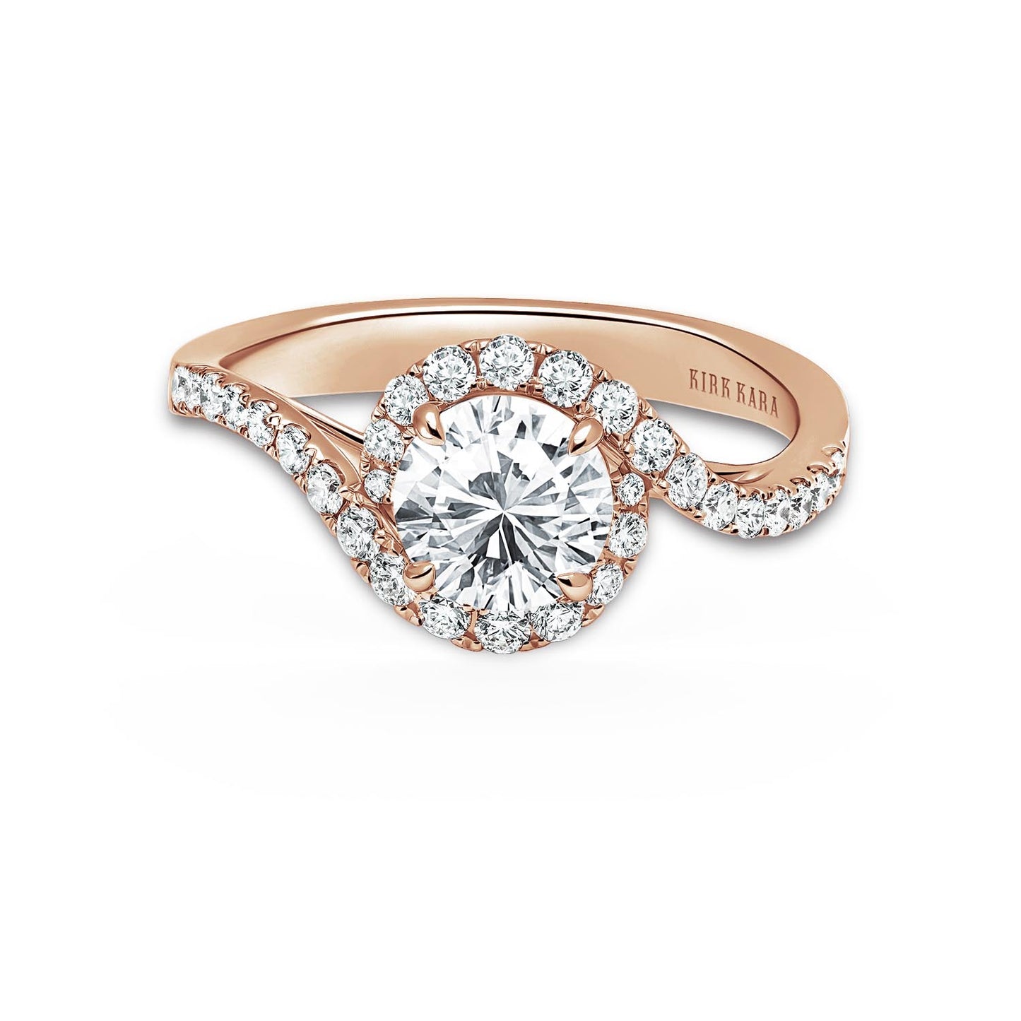 Bypass Halo Diamond Engagement Ring