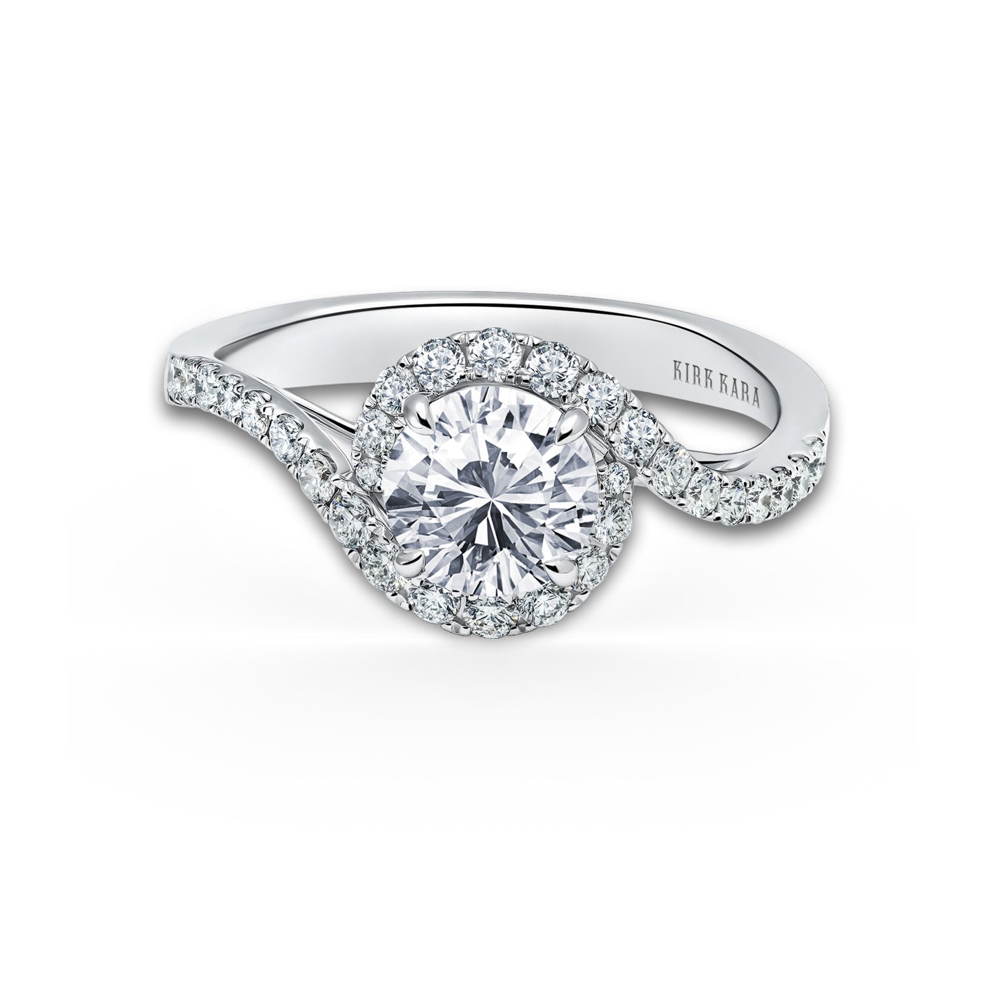 Bypass Halo Diamond Engagement Ring