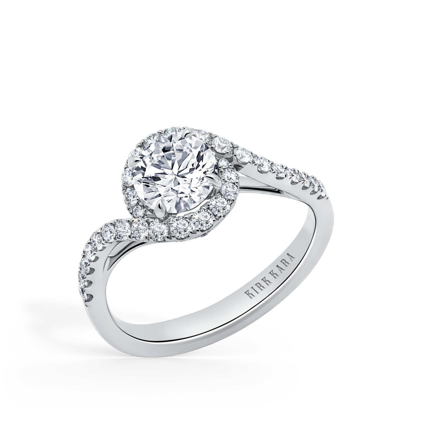 Bypass Halo Diamond Engagement Ring