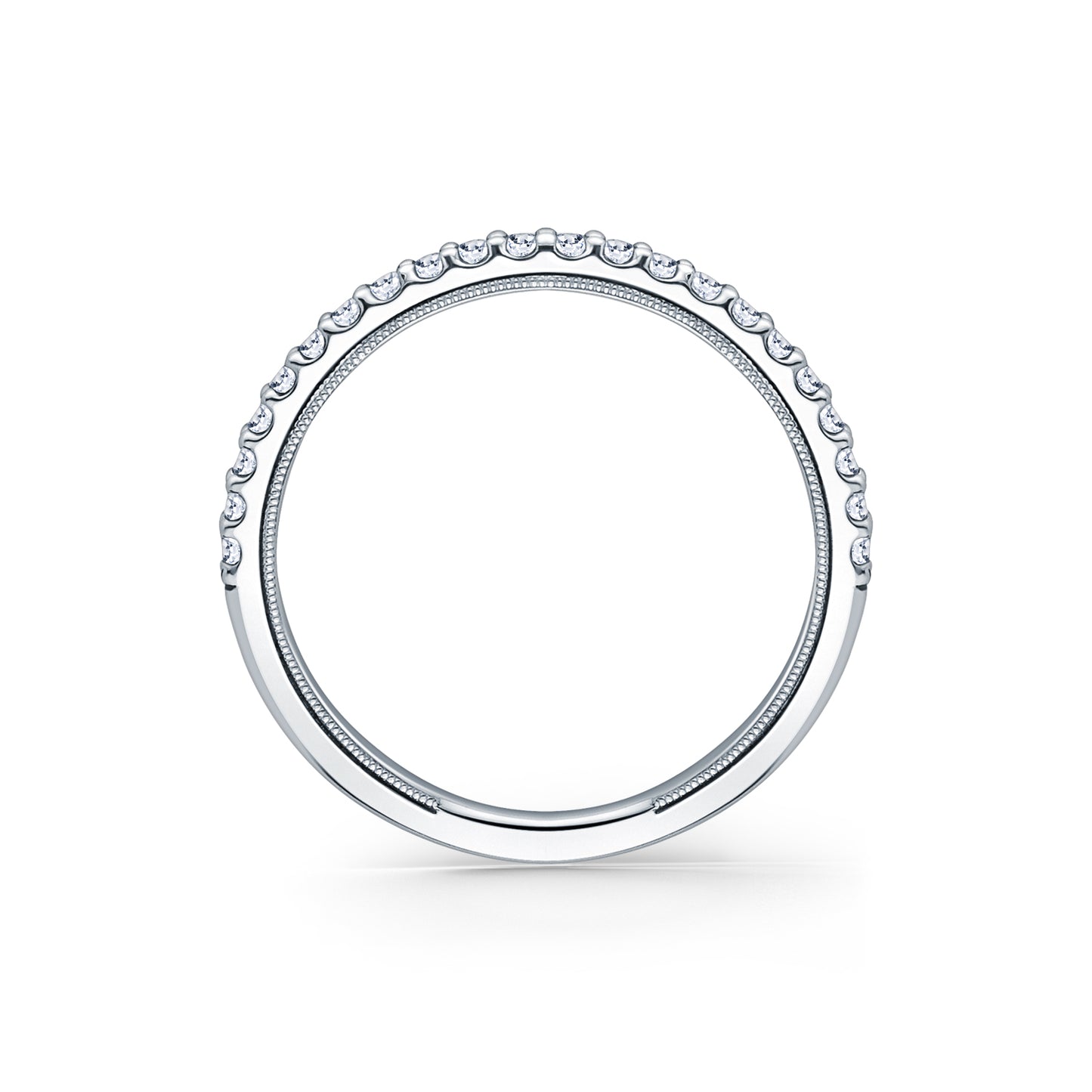 Classic Prong Set Milgrain Diamond Wedding Band