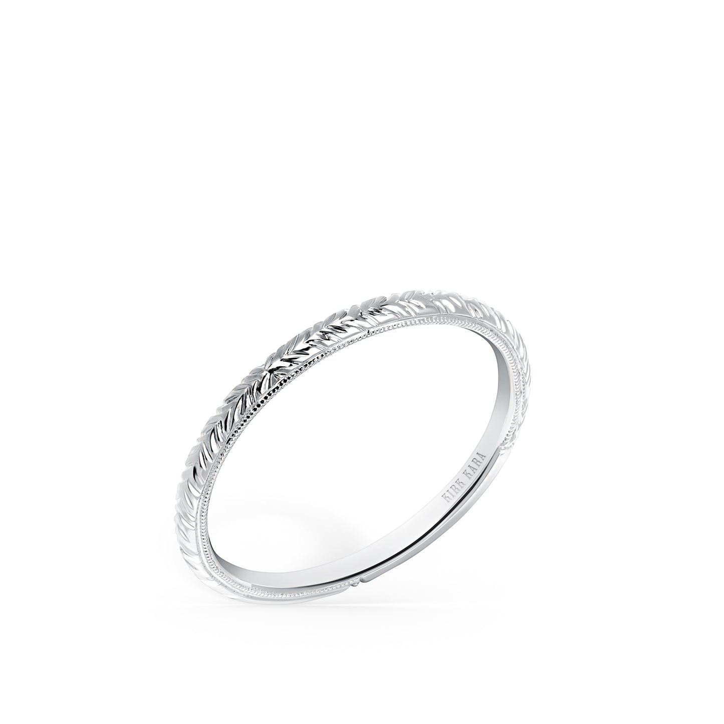 Delicate Wheat Engraved Milgrain Wedding Band