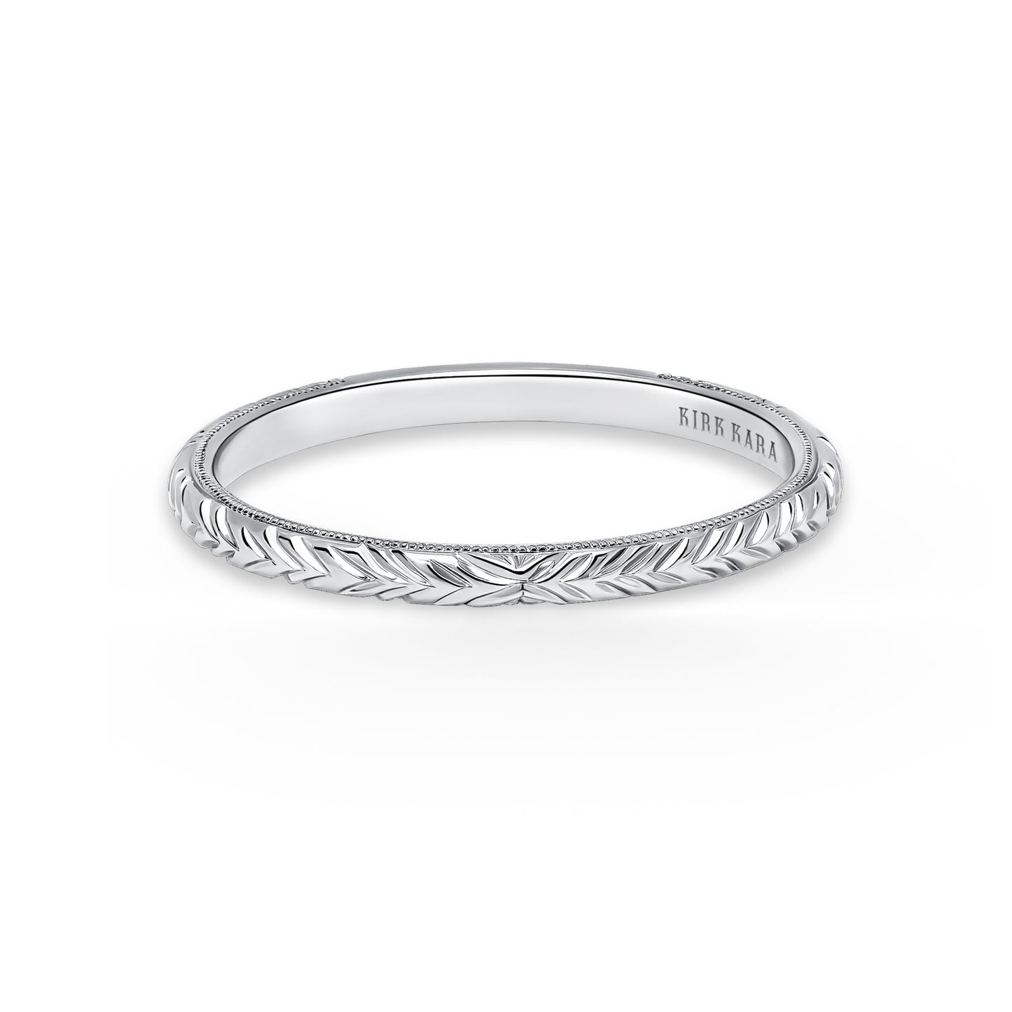Delicate Wheat Engraved Milgrain Wedding Band
