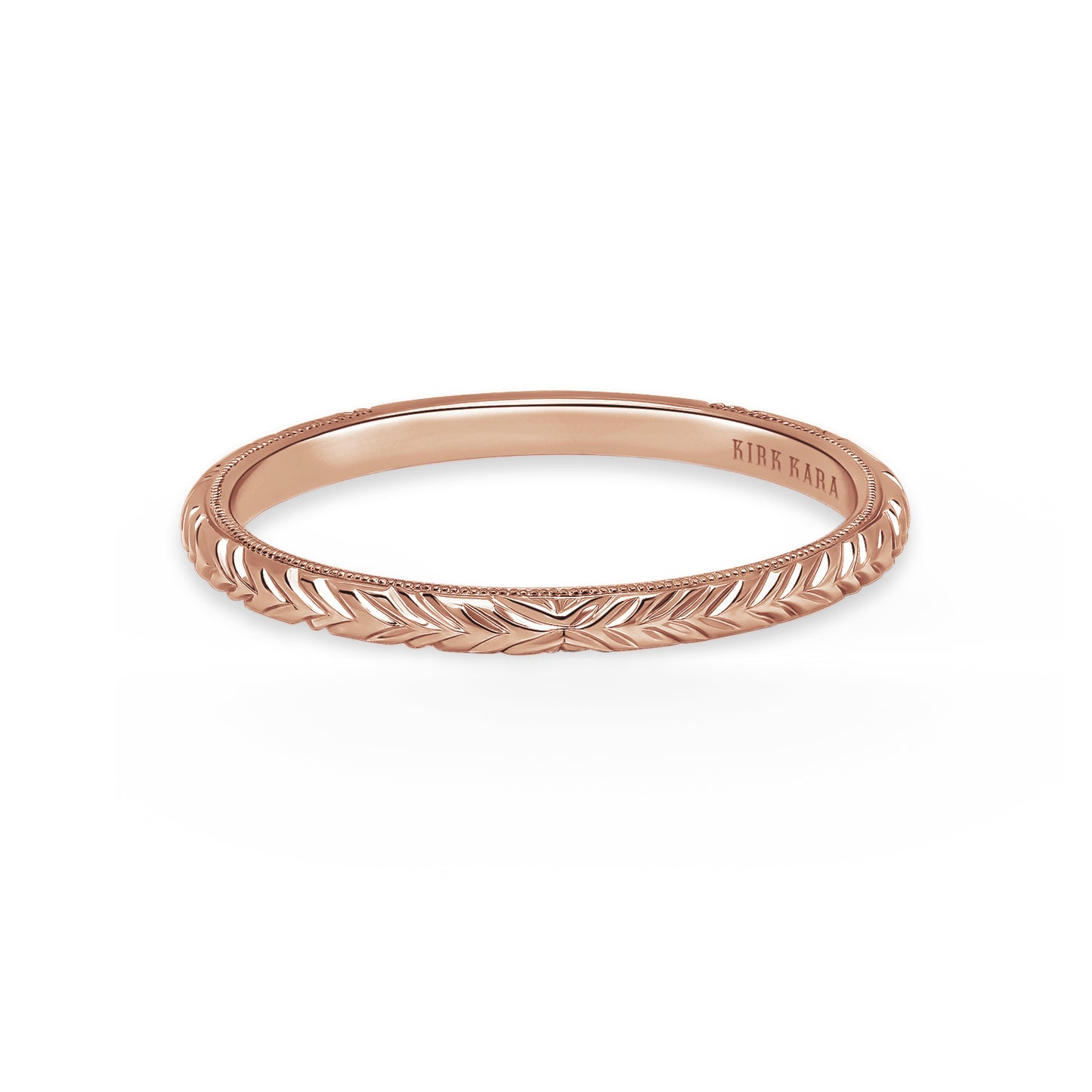 Delicate Wheat Engraved Milgrain Wedding Band