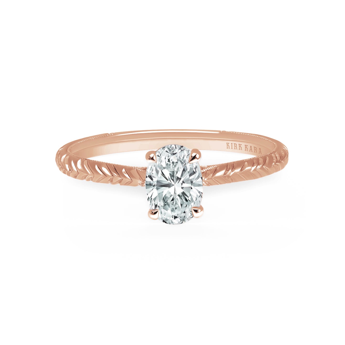 Delicate Wheat Engraved Cathedral Engagement Ring