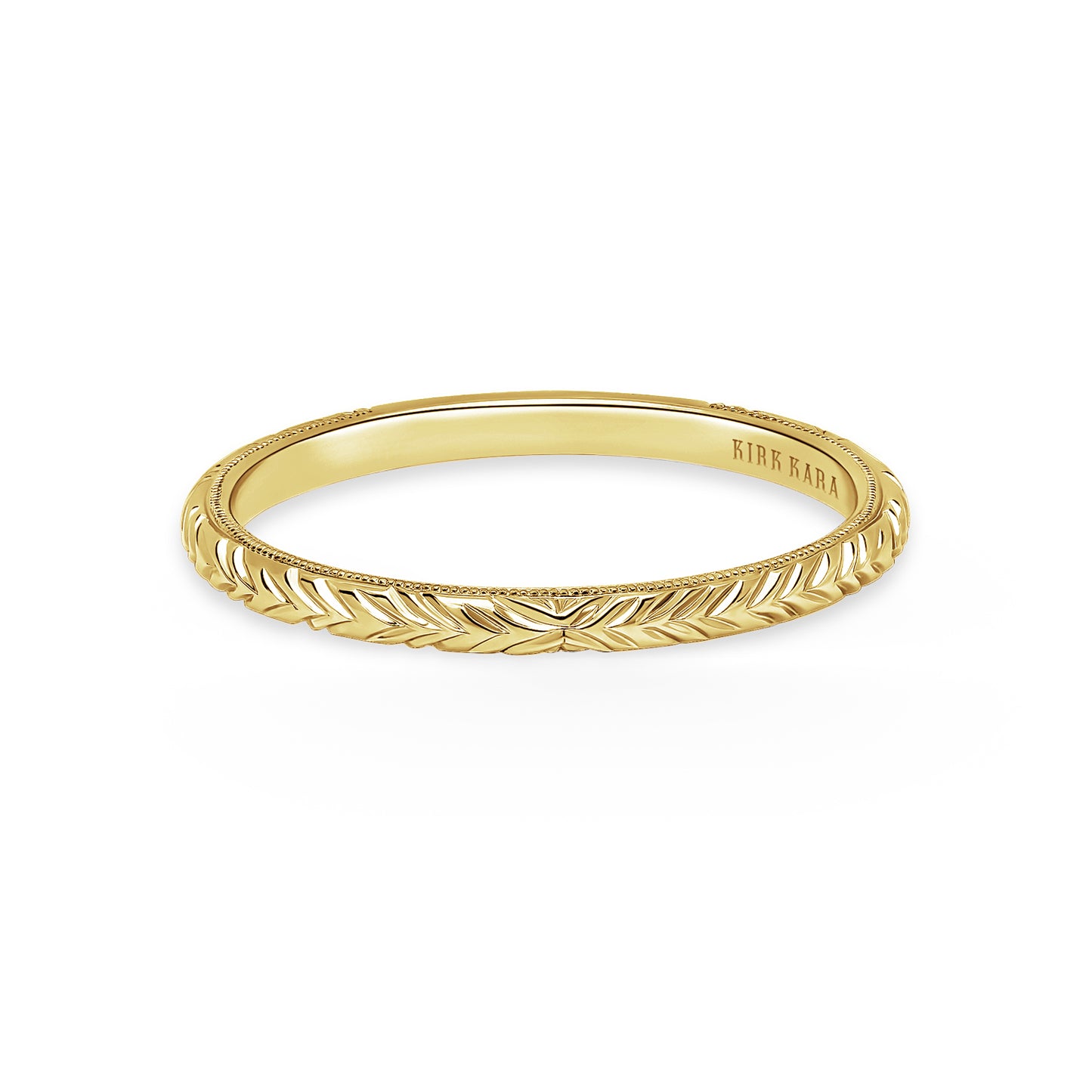 Delicate Wheat Engraved Milgrain Wedding Band