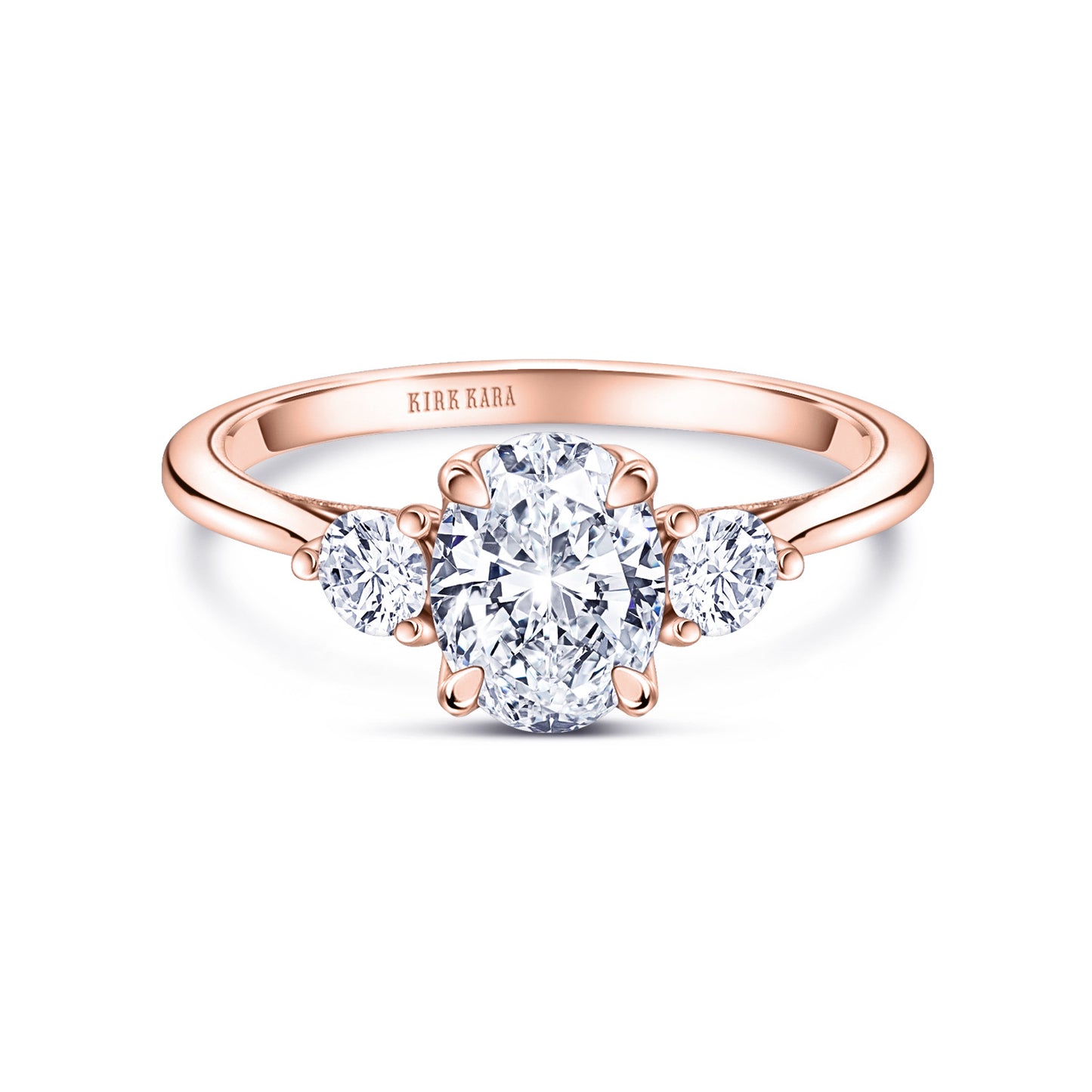 Three Stone Round Side Stone Diamond Engagement Ring