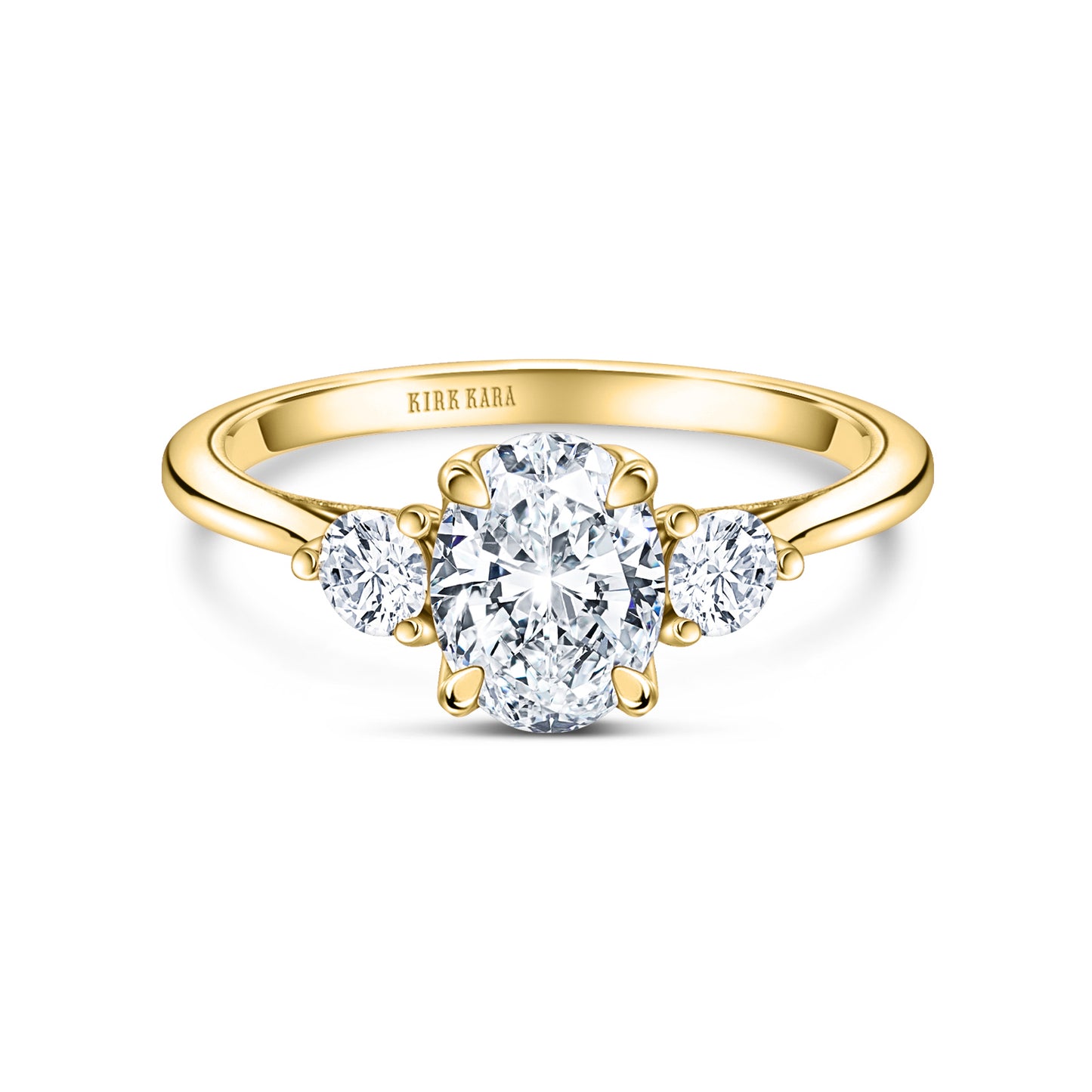 Three Stone Round Side Stone Diamond Engagement Ring