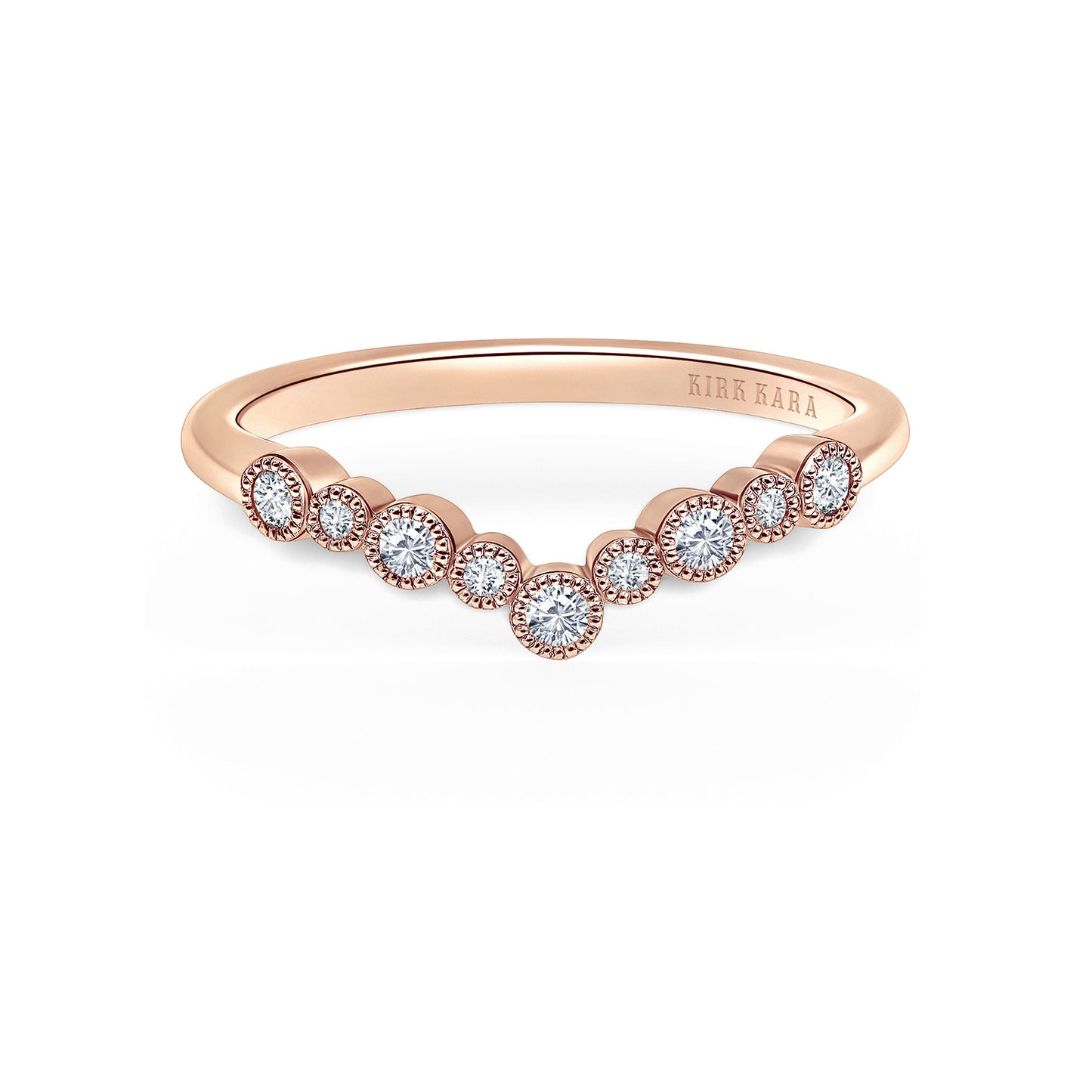Bubble Milgrain Diamond V Wedding Band