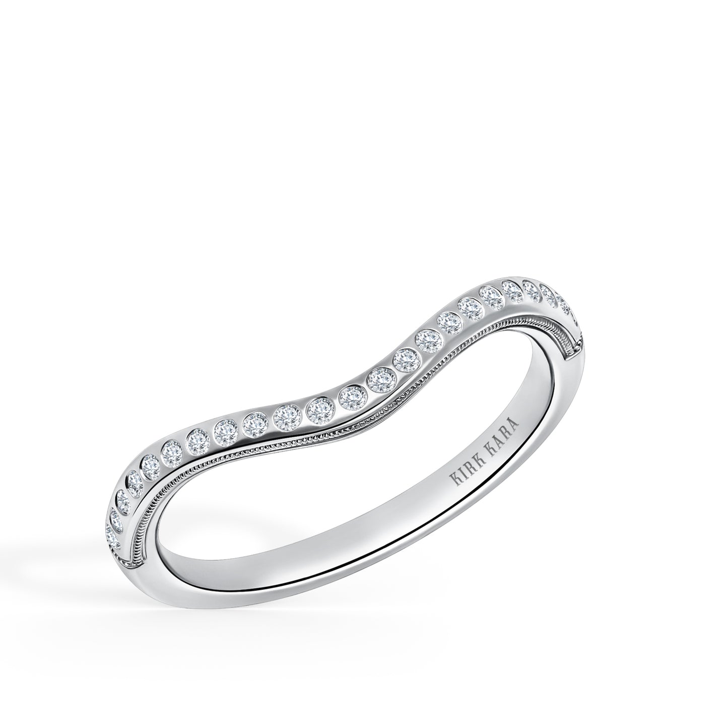 Boho Diamond Curved Wedding Band