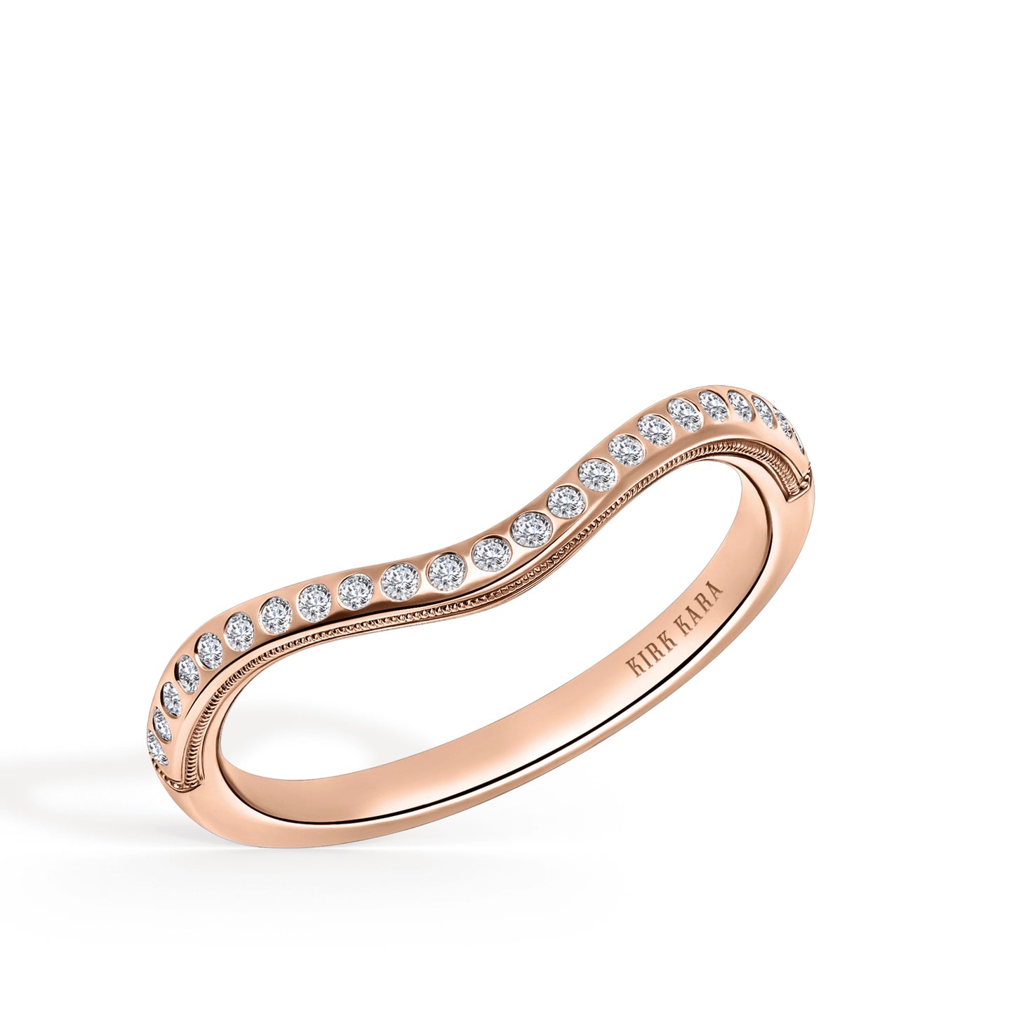 Boho Diamond Curved Wedding Band