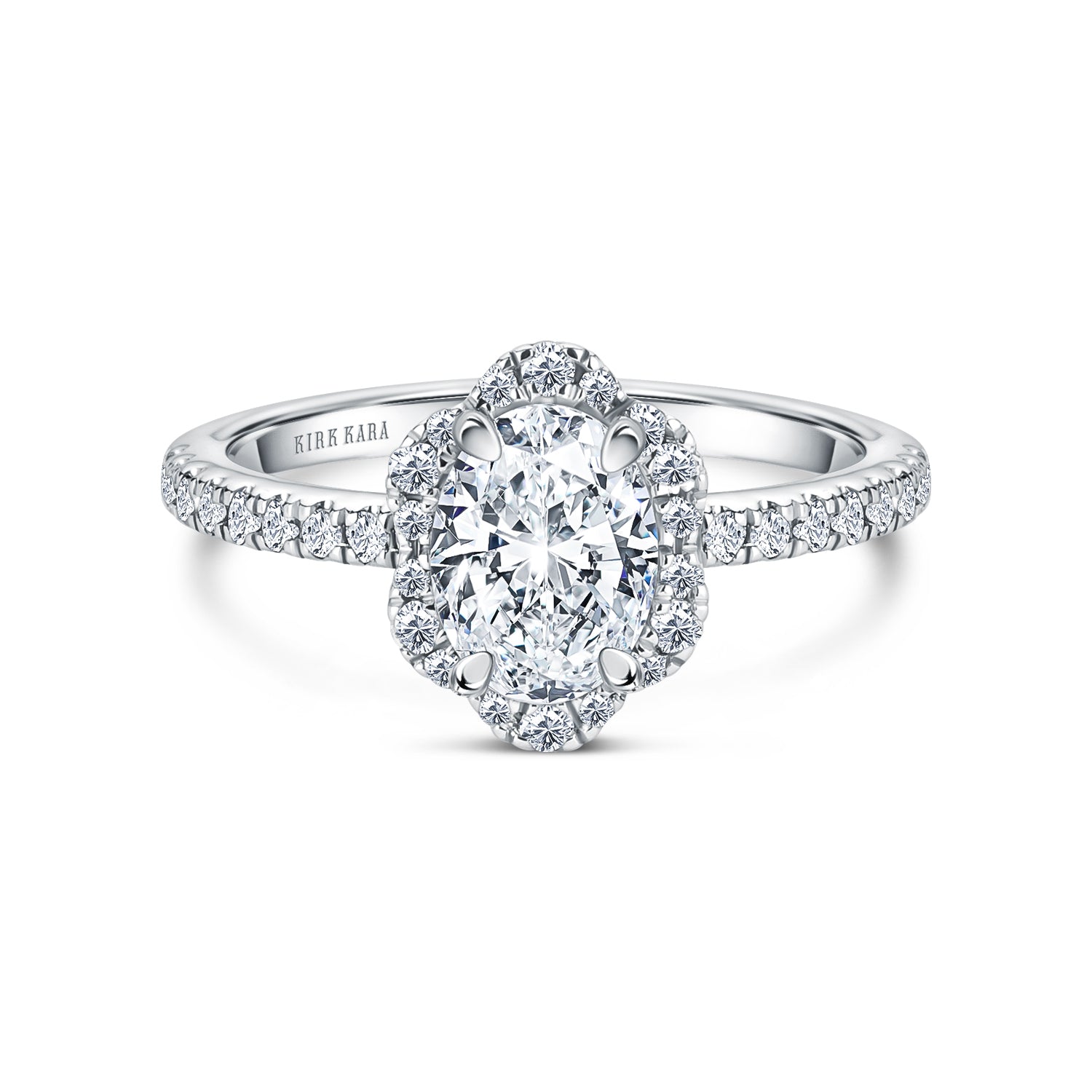 Floral Delicate Halo Diamond Engagement Ring