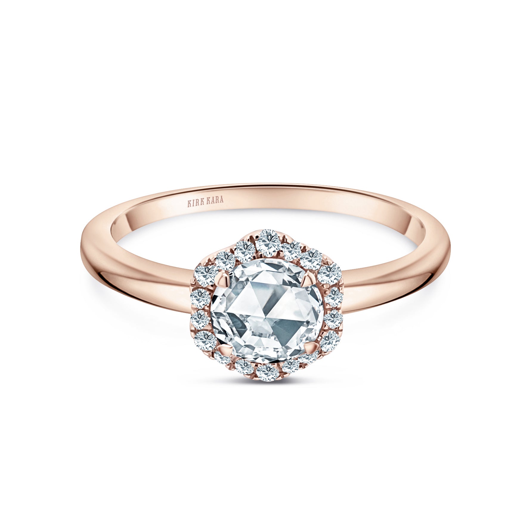 Floral Delicate Rose Cut Halo Diamond Engagement Ring