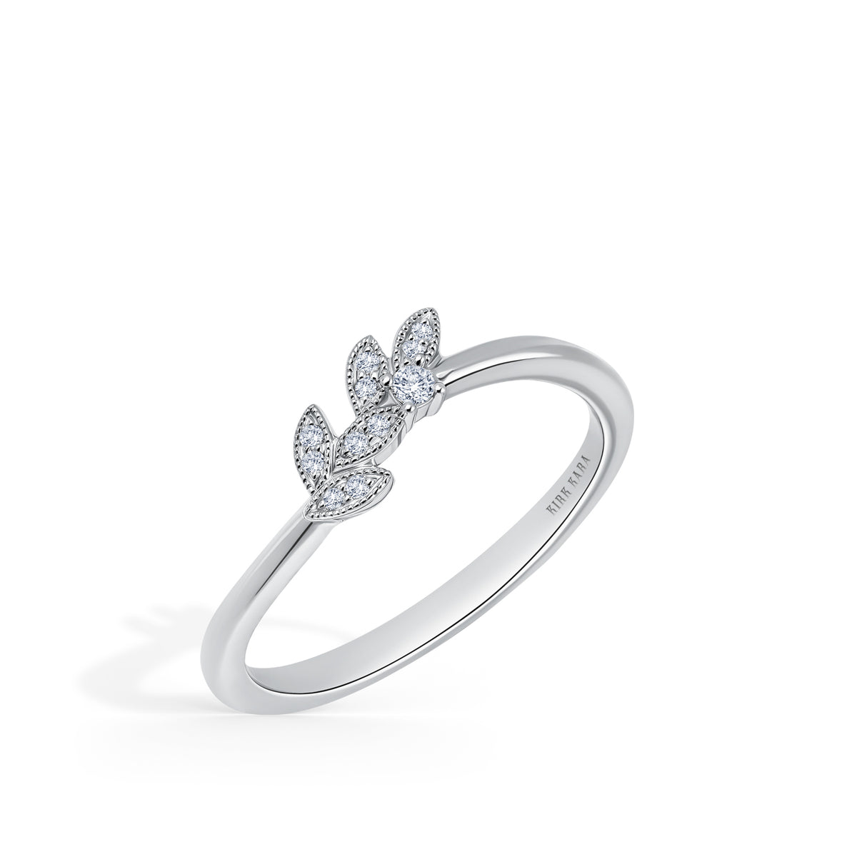 Boho Leaf Contoured Pavé Diamond Wedding Band – Kirk Kara