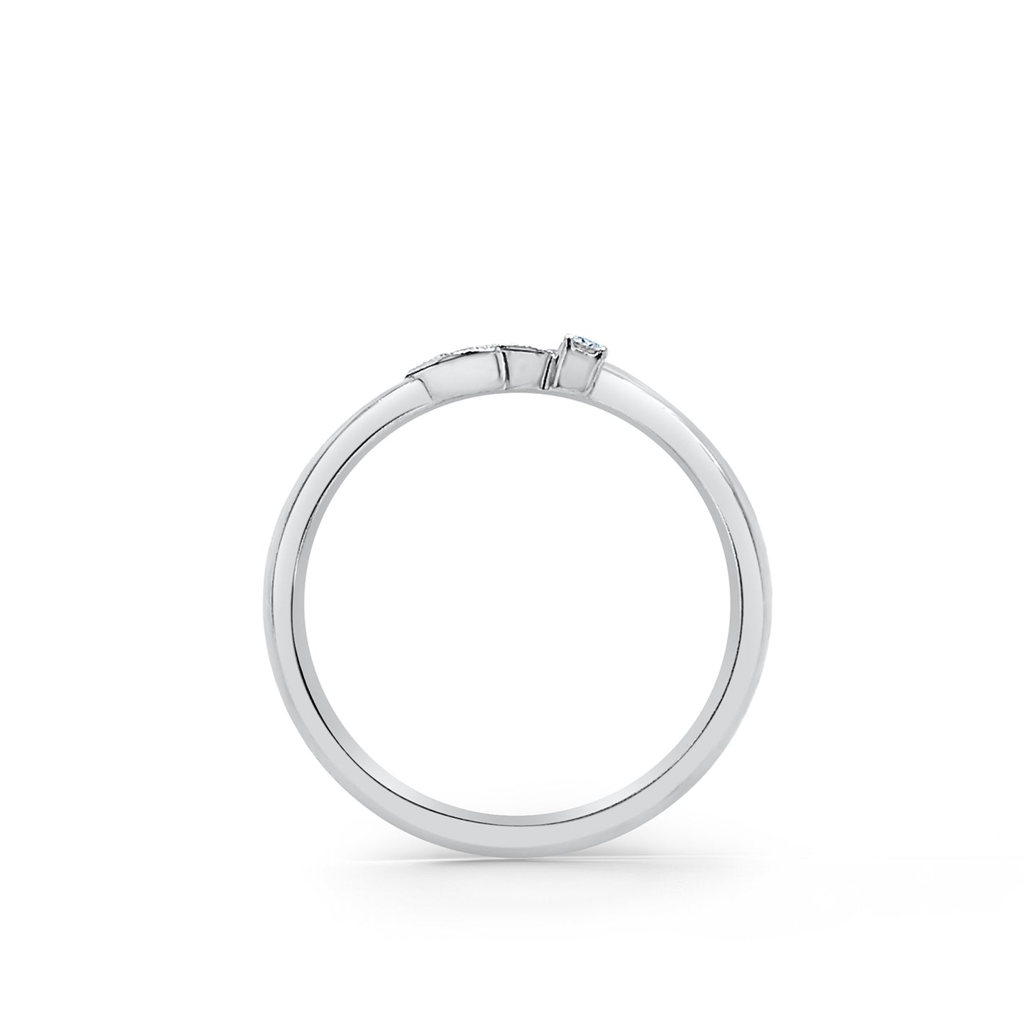 Boho Leaf Contoured Pavé Diamond Wedding Band