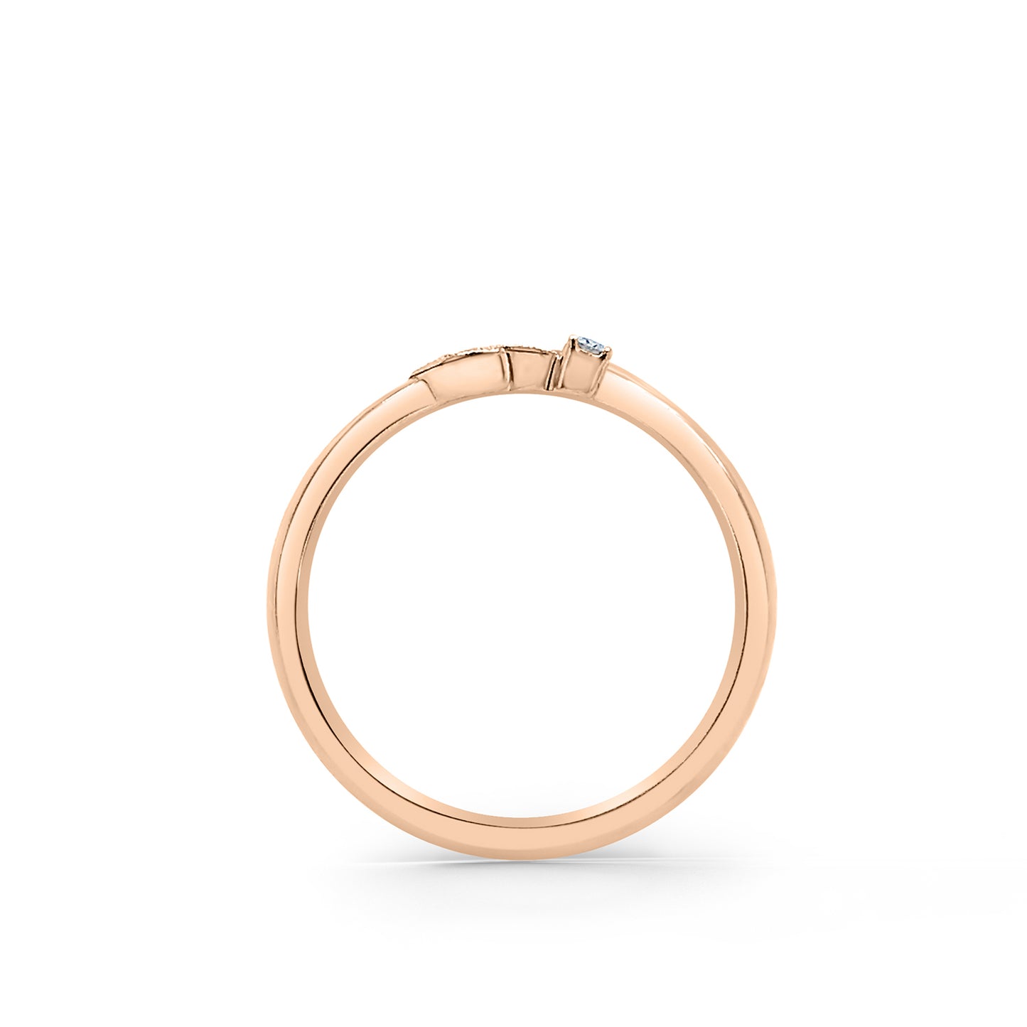 Boho Leaf Contoured Pavé Diamond Wedding Band