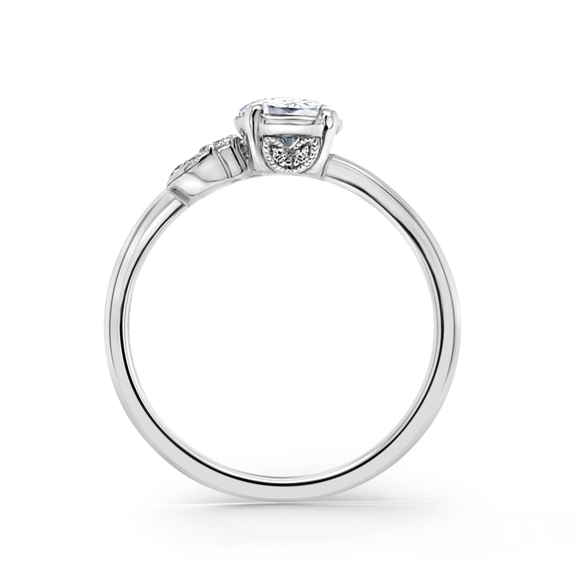 Leaf Pavé Rose Cut Diamond Engagement Ring