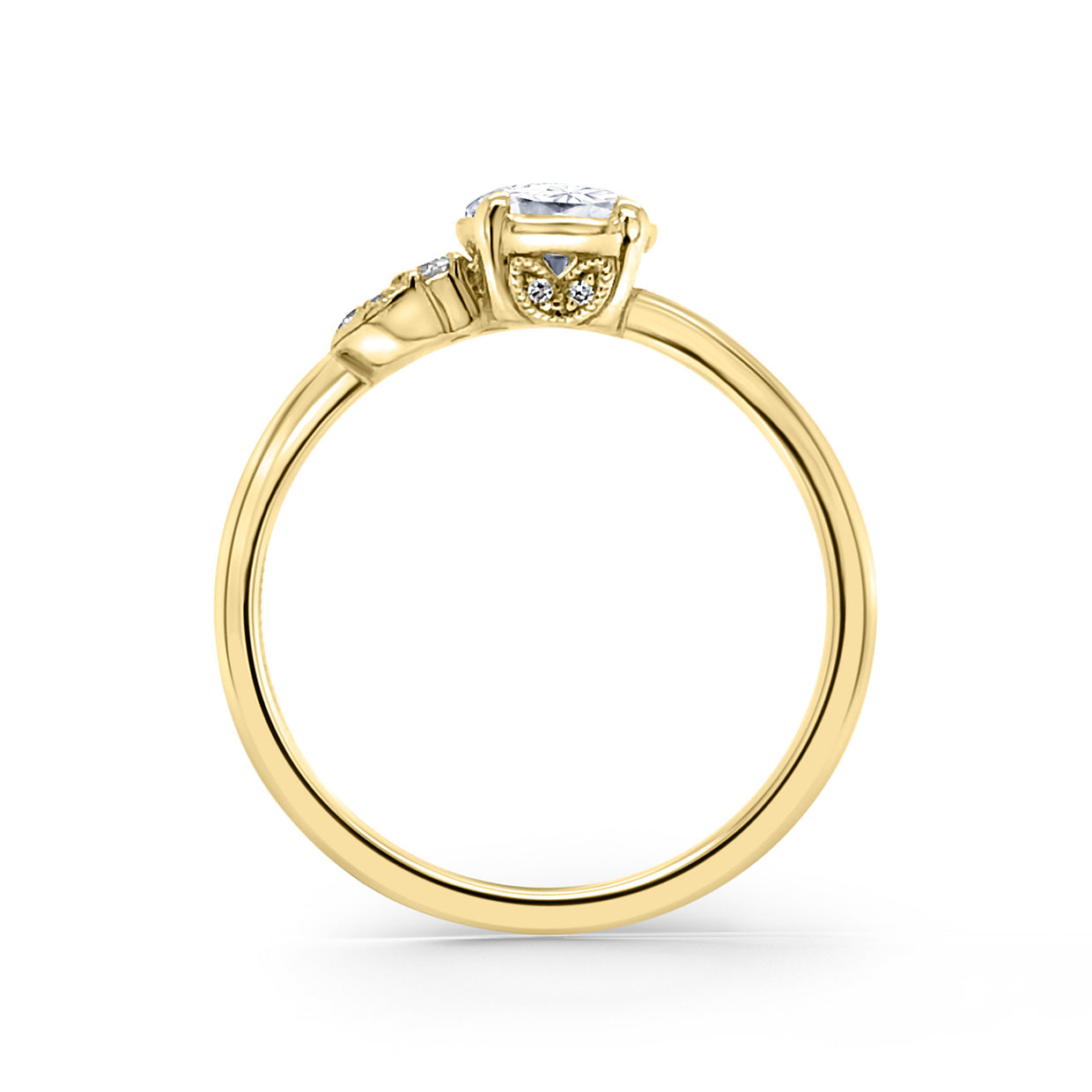 Leaf Pavé Rose Cut Diamond Engagement Ring