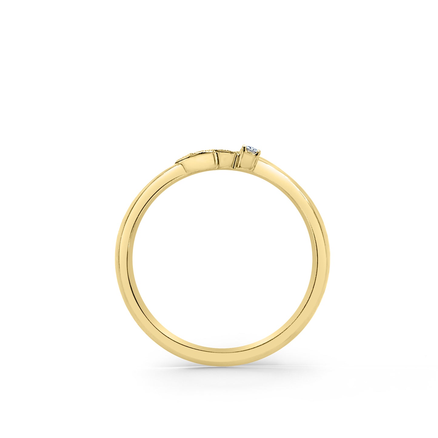 Boho Leaf Contoured Pavé Diamond Wedding Band