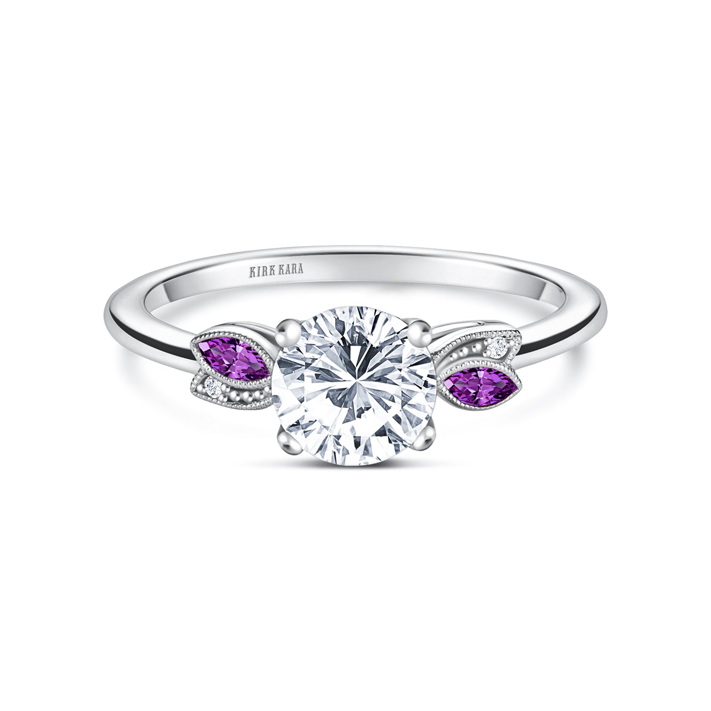 Floral Boho Amethyst Diamond Engagement Ring