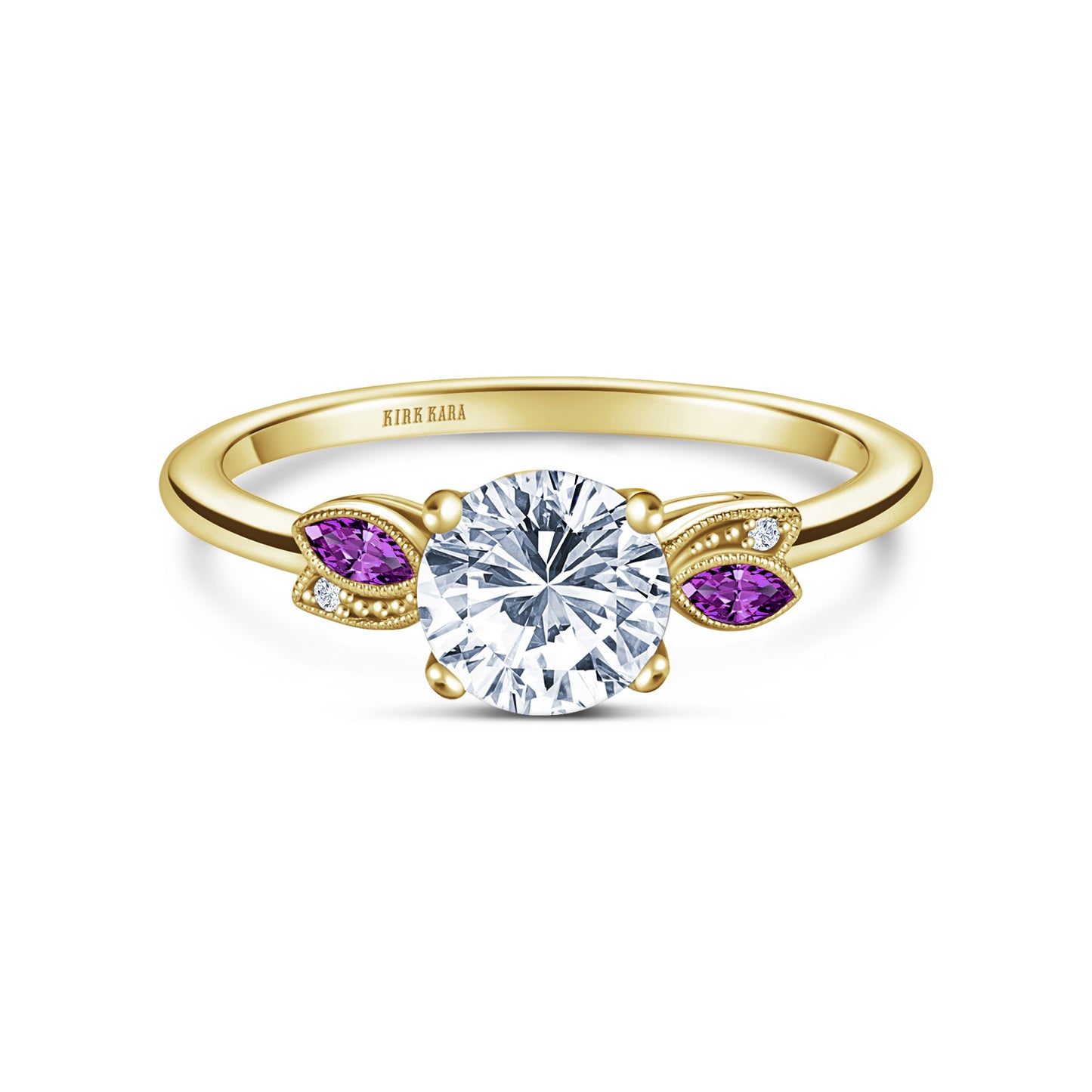 Floral Boho Amethyst Diamond Engagement Ring
