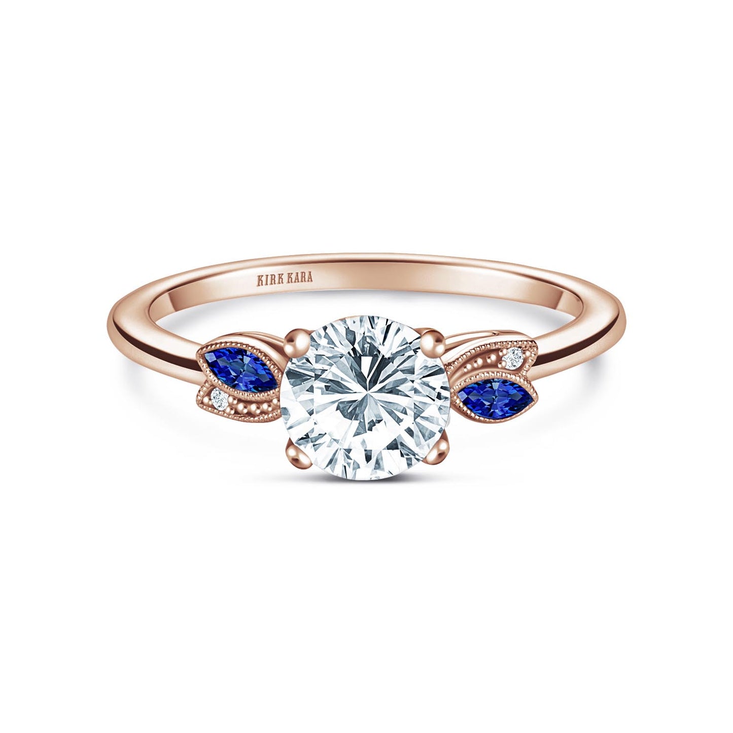 Floral Boho Blue Sapphire Diamond Engagement Ring