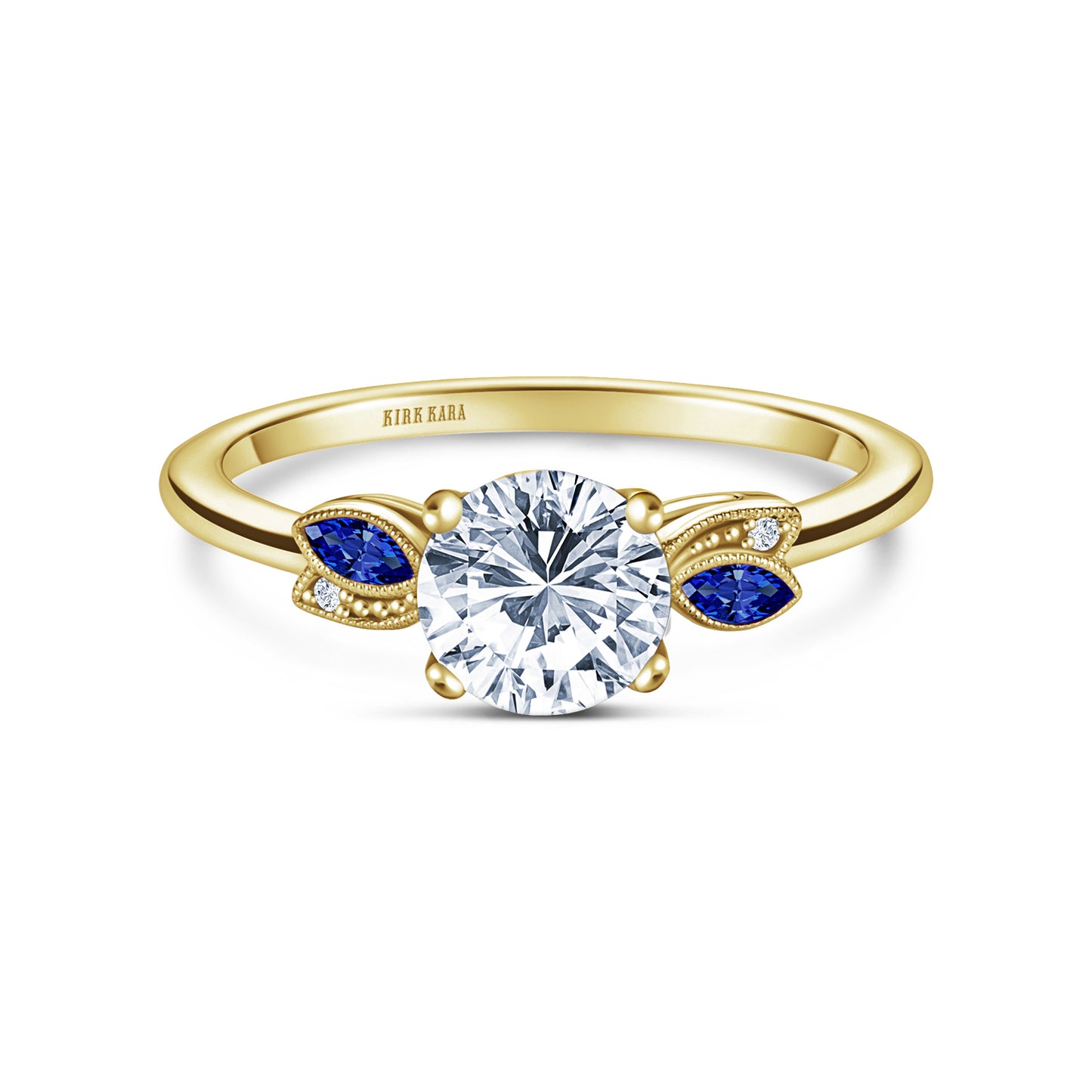 Floral Boho Blue Sapphire Diamond Engagement Ring