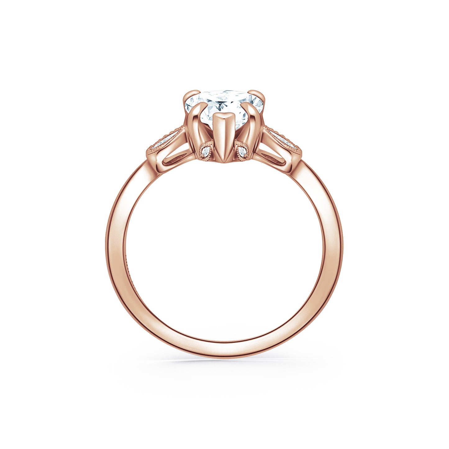 Floral Leaf Delicate Diamond Engagement Ring