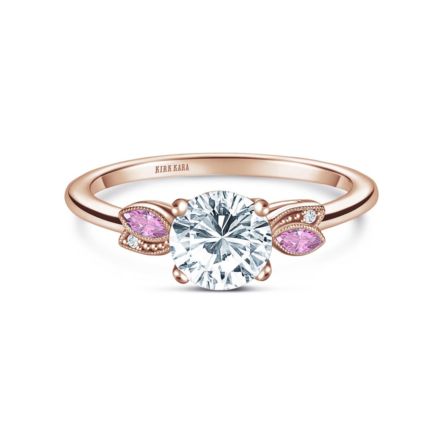 Floral Boho Pink Sapphire Diamond Engagement Ring