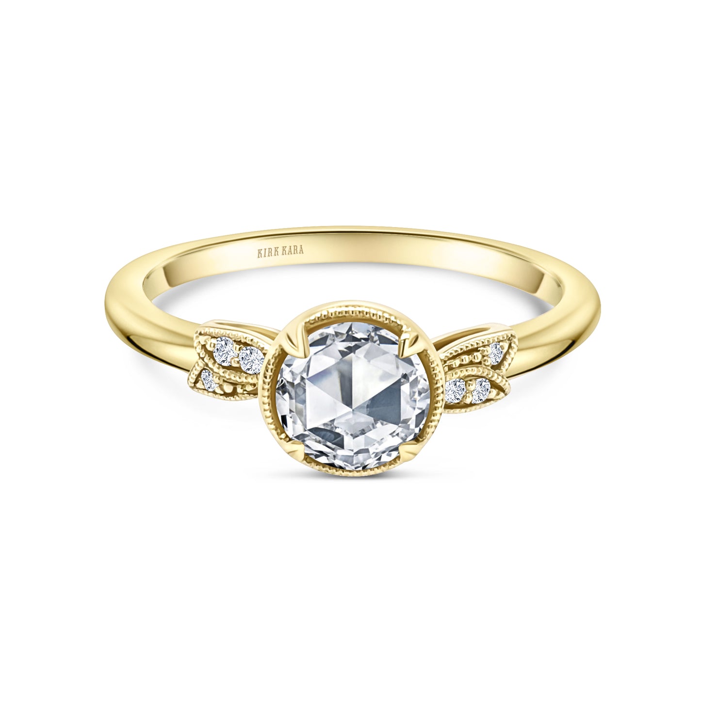 Floral Pavé Rose Cut Diamond Engagement Ring