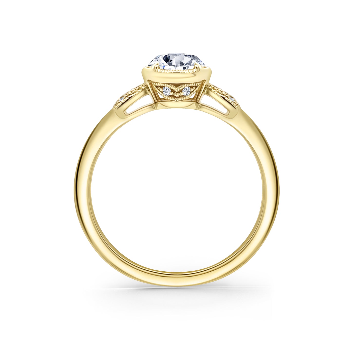 Floral Pavé Rose Cut Diamond Engagement Ring