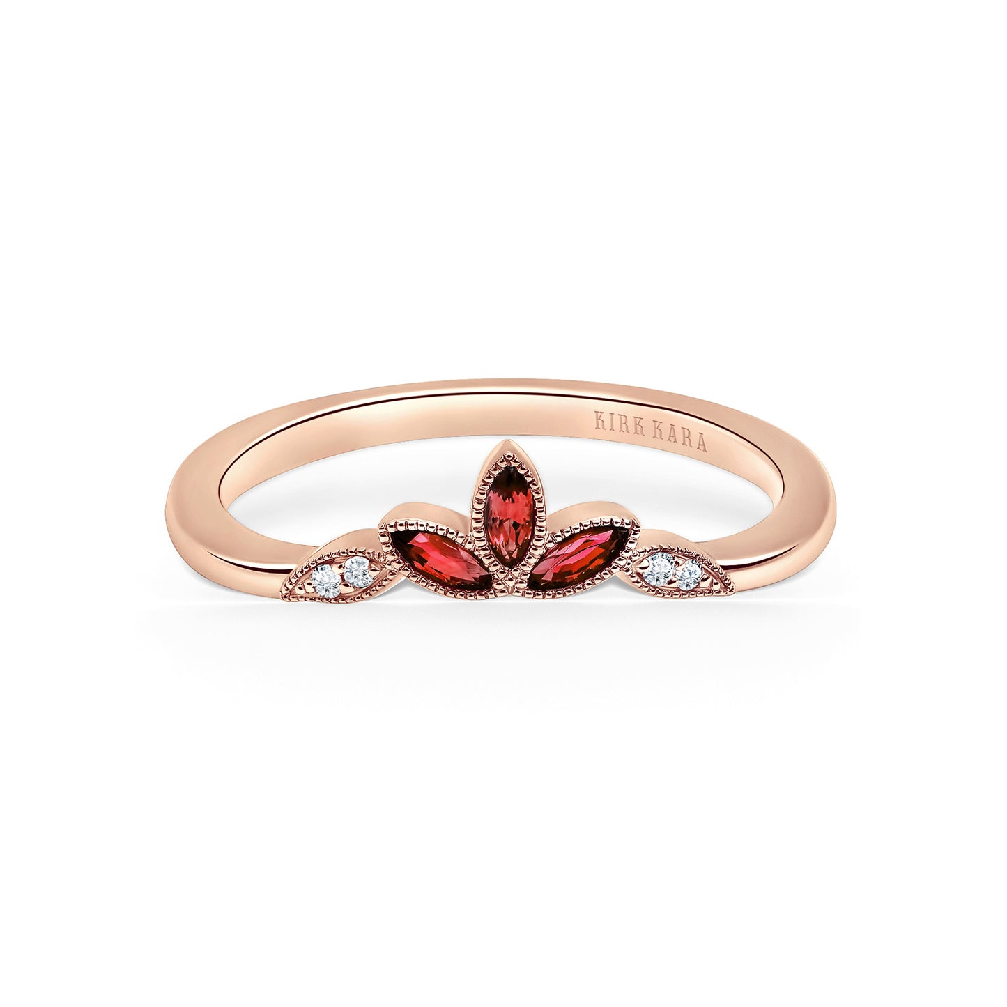 Floral Boho Ruby Diamond Wedding Band