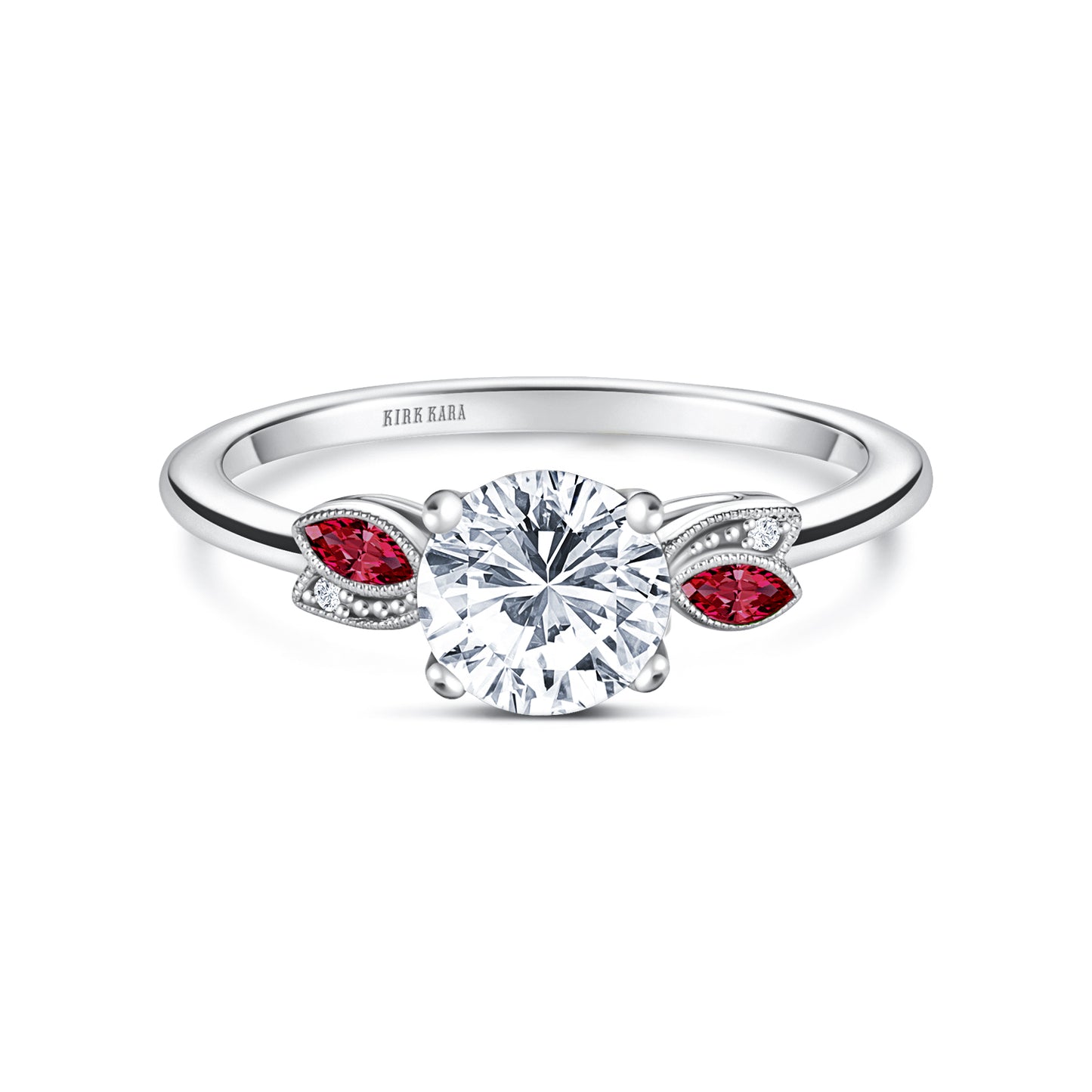Floral Boho Ruby Diamond Engagement Ring