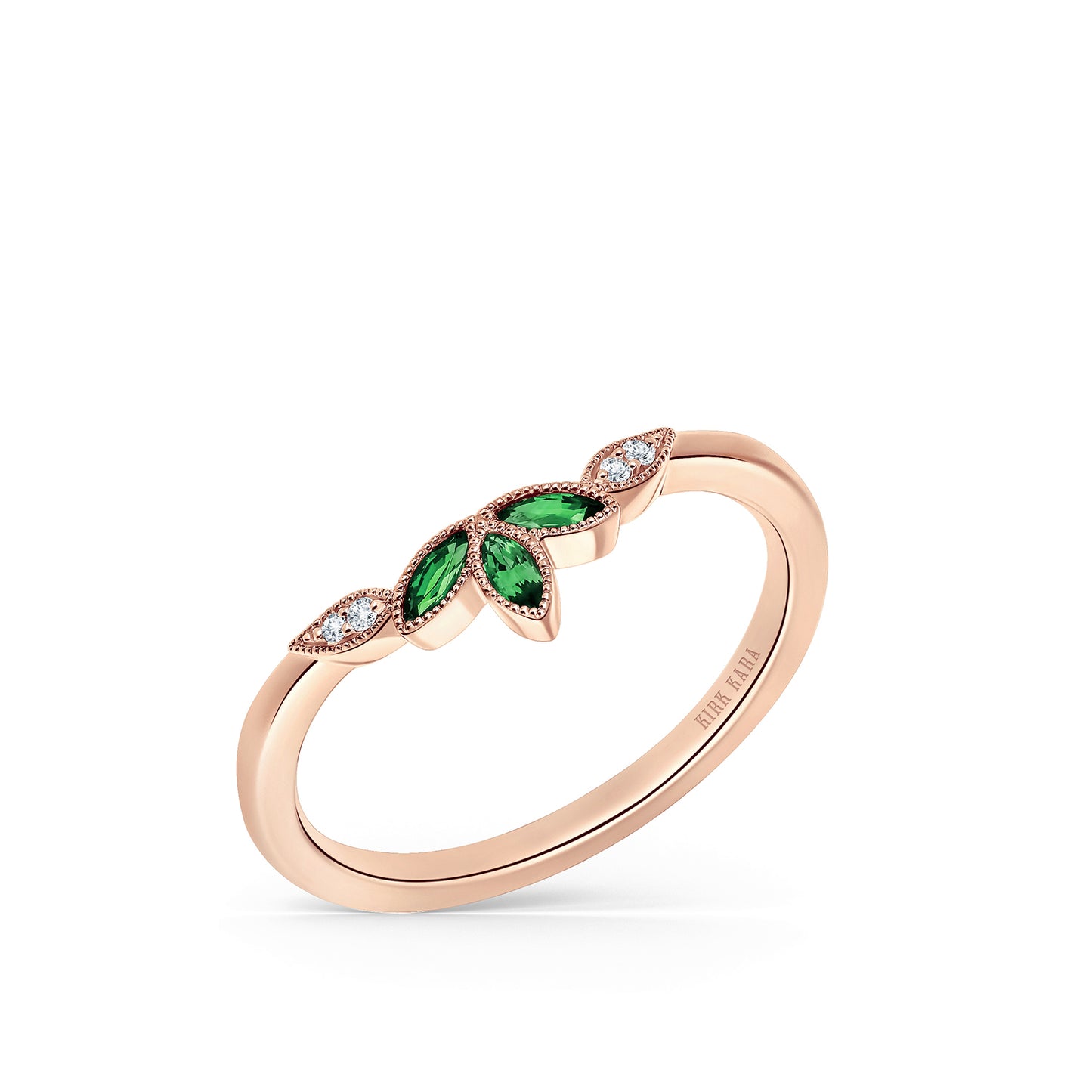 Floral Boho Tsavorite Diamond Wedding Band