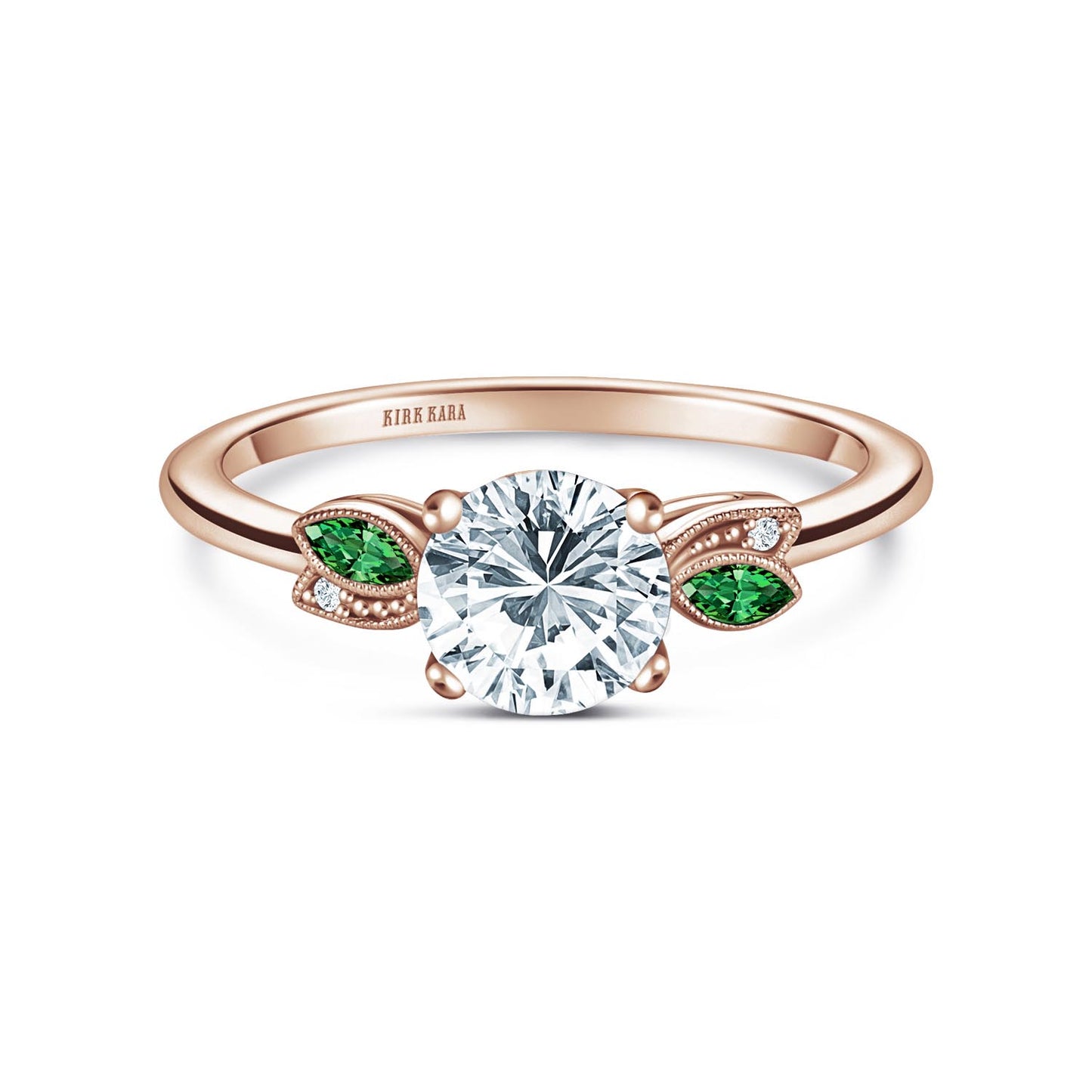 Floral Boho Tsavorite Diamond Peg Engagement Ring