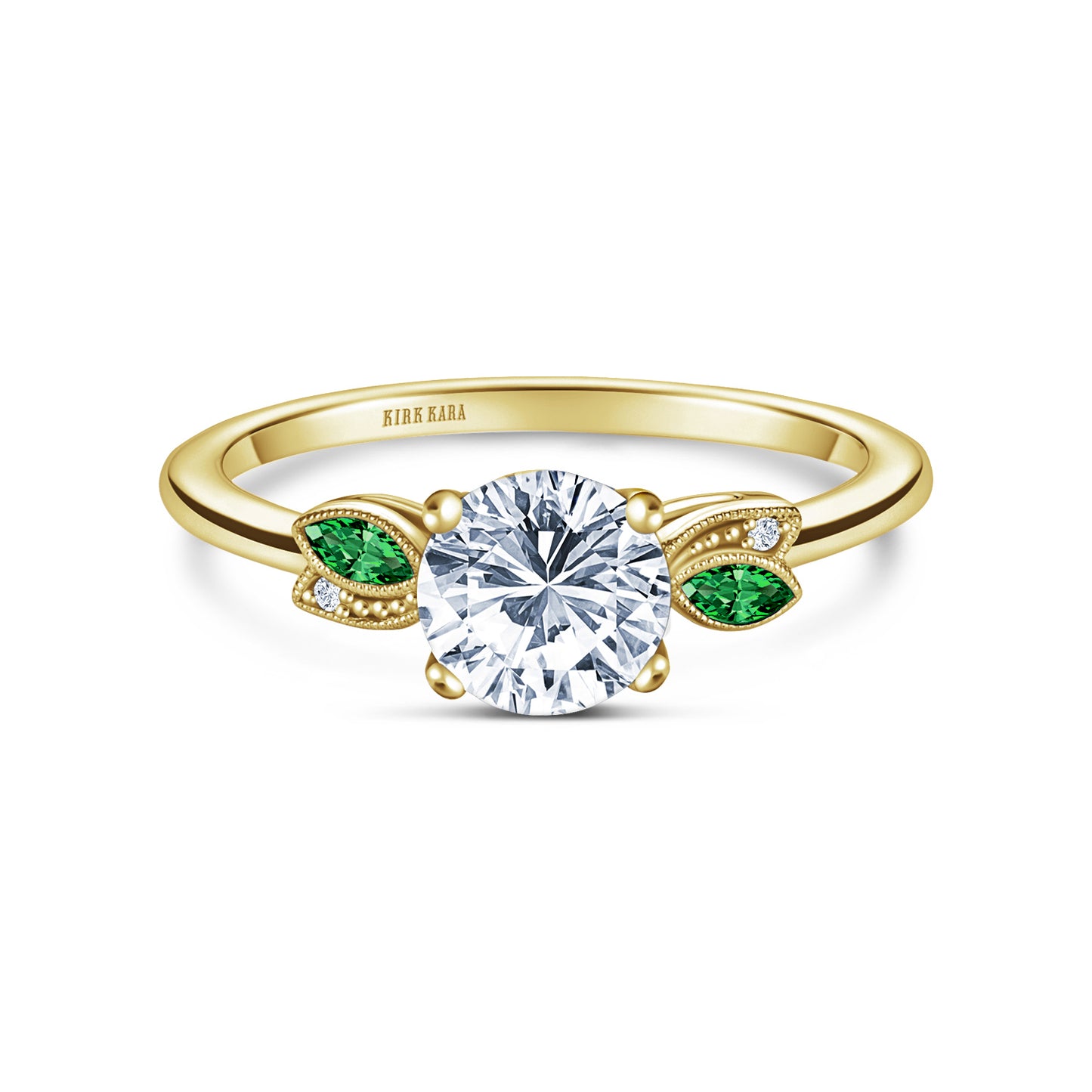 Floral Boho Tsavorite Diamond Peg Engagement Ring